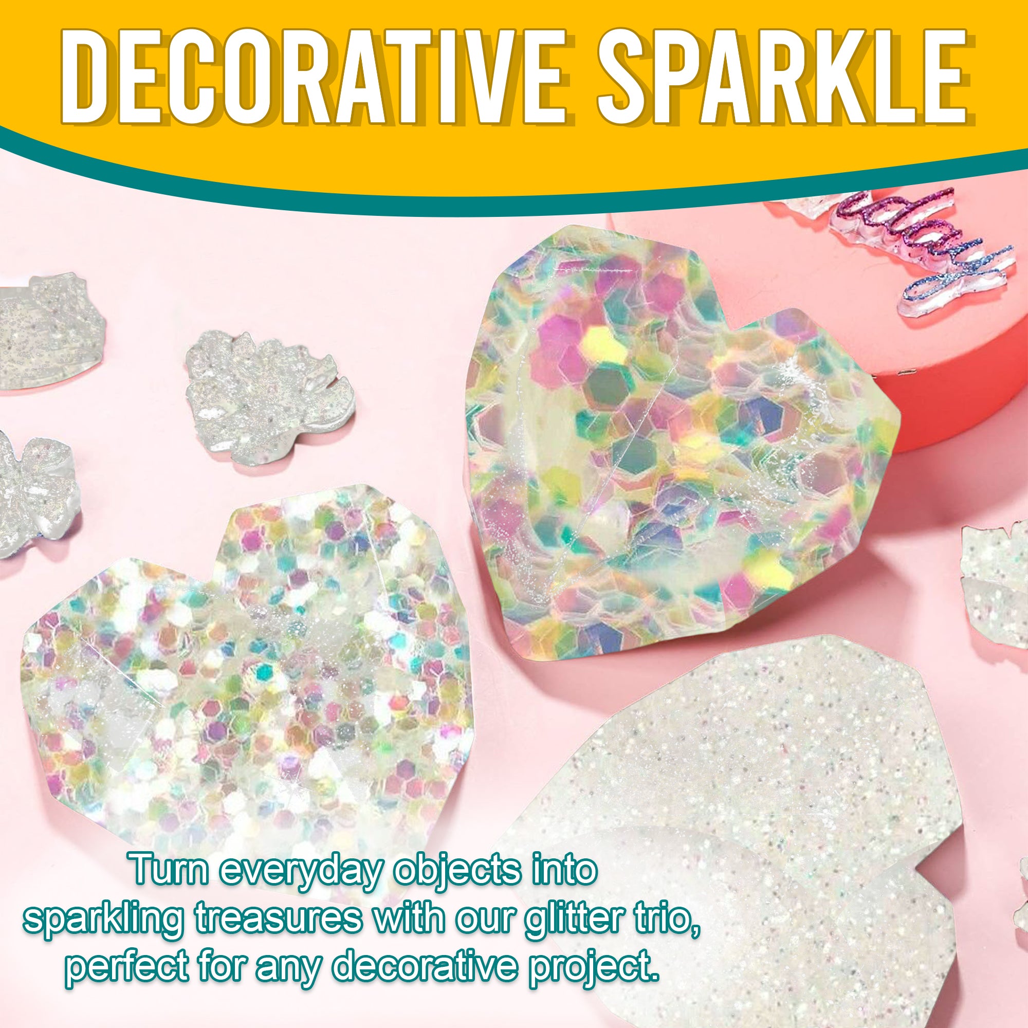 5.	Decorative Ideas - Transform Objects with Fine, Regular, and Chunky Iridescent Multi Glitters