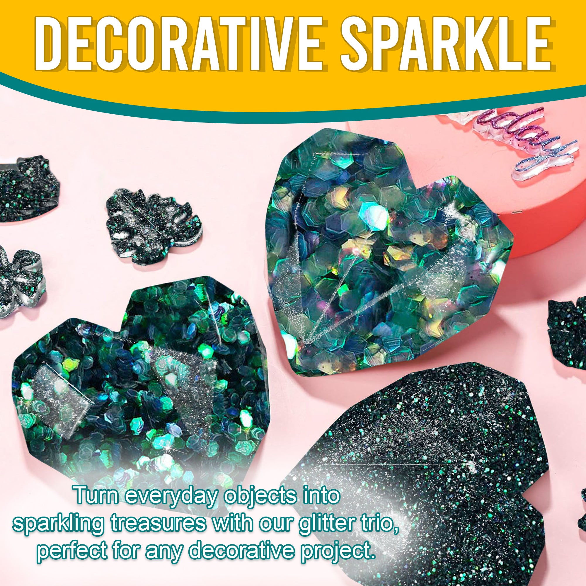 5.	Decorative Ideas - Transform Objects with Fine, Regular, and Chunky Iridescent Olive Green Glitters