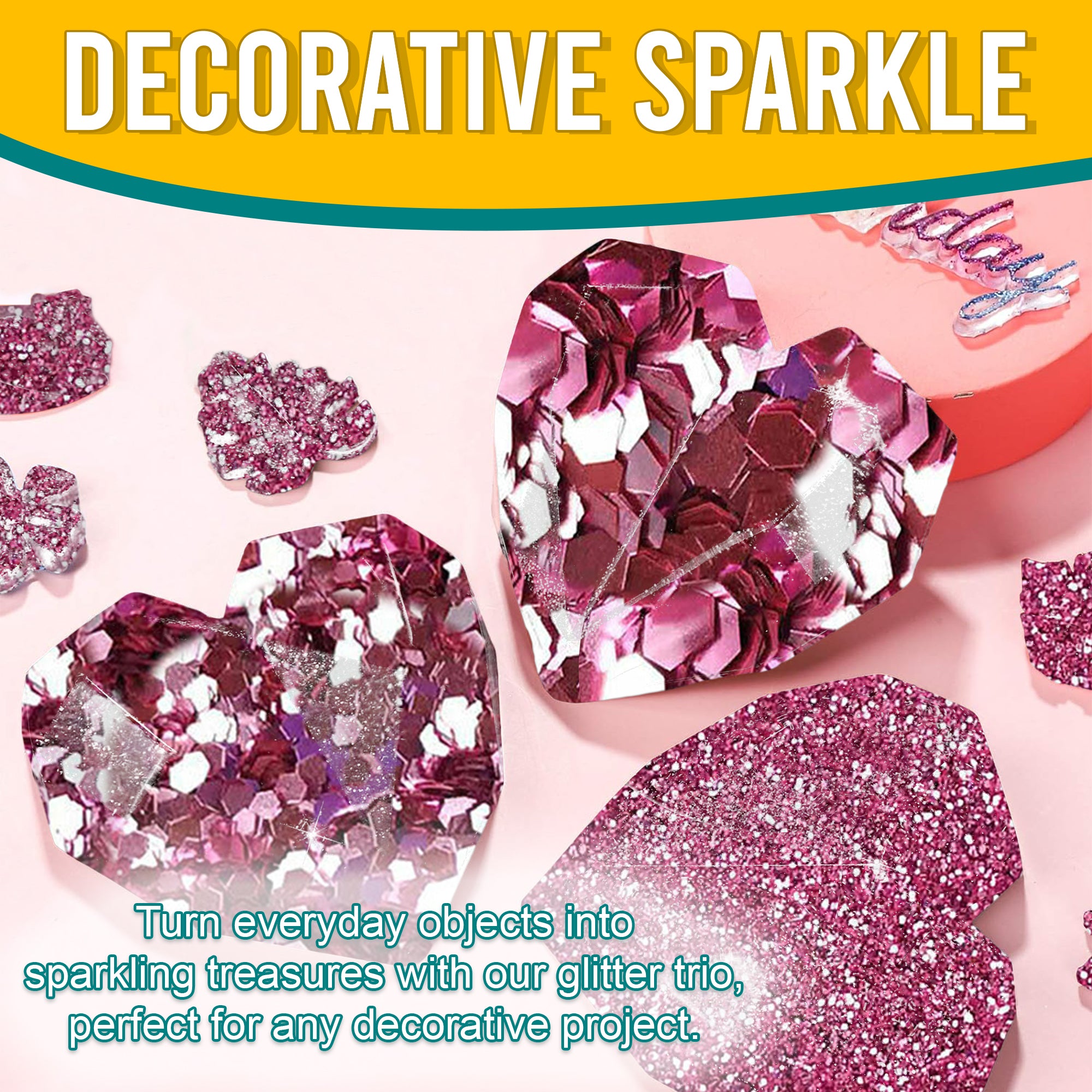 5.	Decorative Ideas with Metallic Pink Glitter Trio - Transforming Objects into Sparkling Treasures