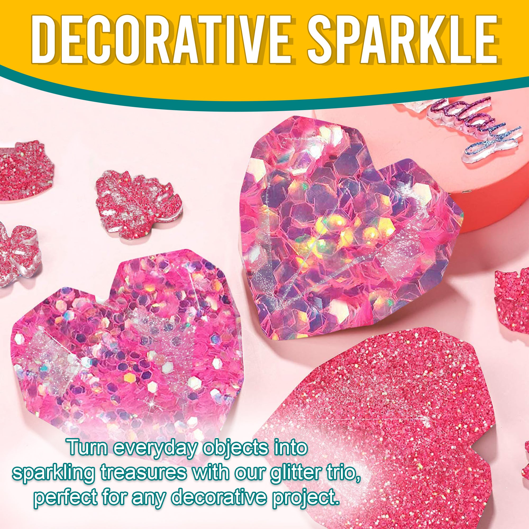 5.	Decorative Ideas - Transform Objects with Fine, Regular, and Chunky Iridescent Pink Gold Glitters