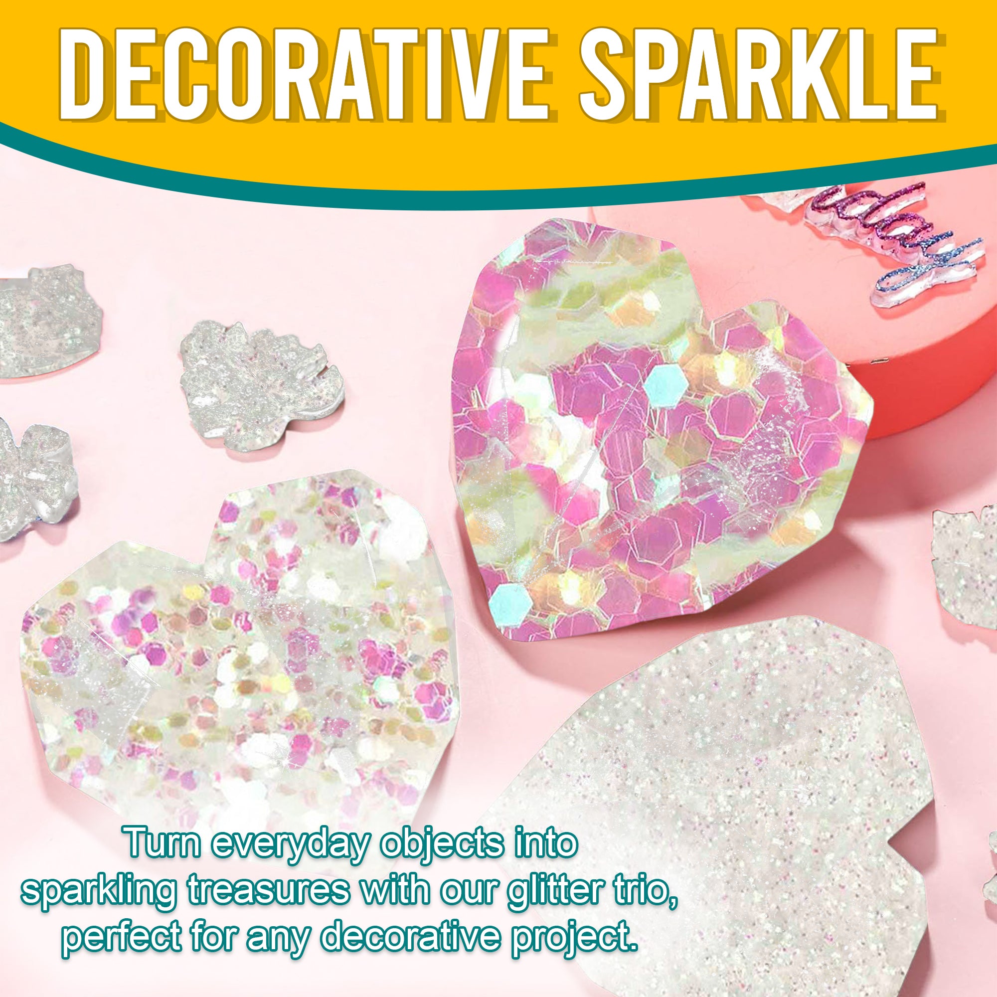 5.	Decorative Ideas - Transform Objects with Fine, Regular, and Chunky Iridescent Pink Multi Glitters