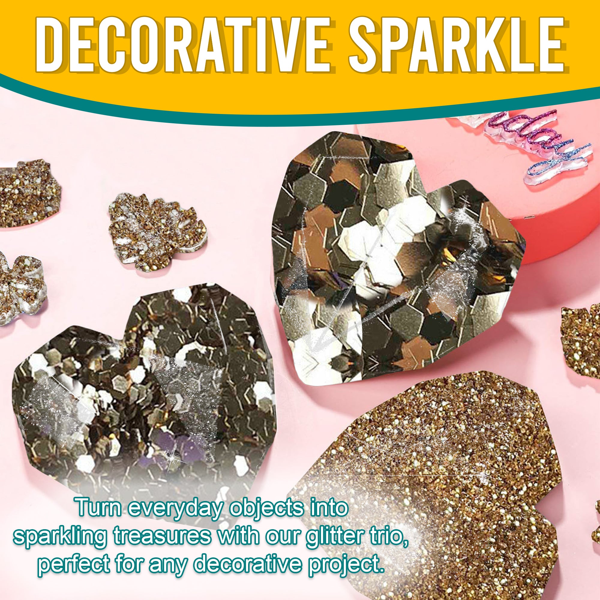 5.	Decorative Ideas with Metallic Platinum Gold Glitter Trio - Transforming Objects into Sparkling Treasures