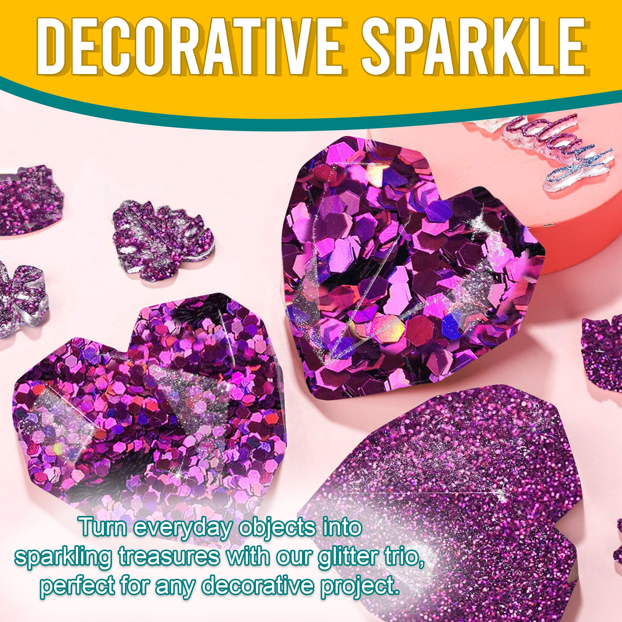 5.	Decorative Ideas - Transform Objects with Fine, Regular, and Chunky Purple Holographic Glitters