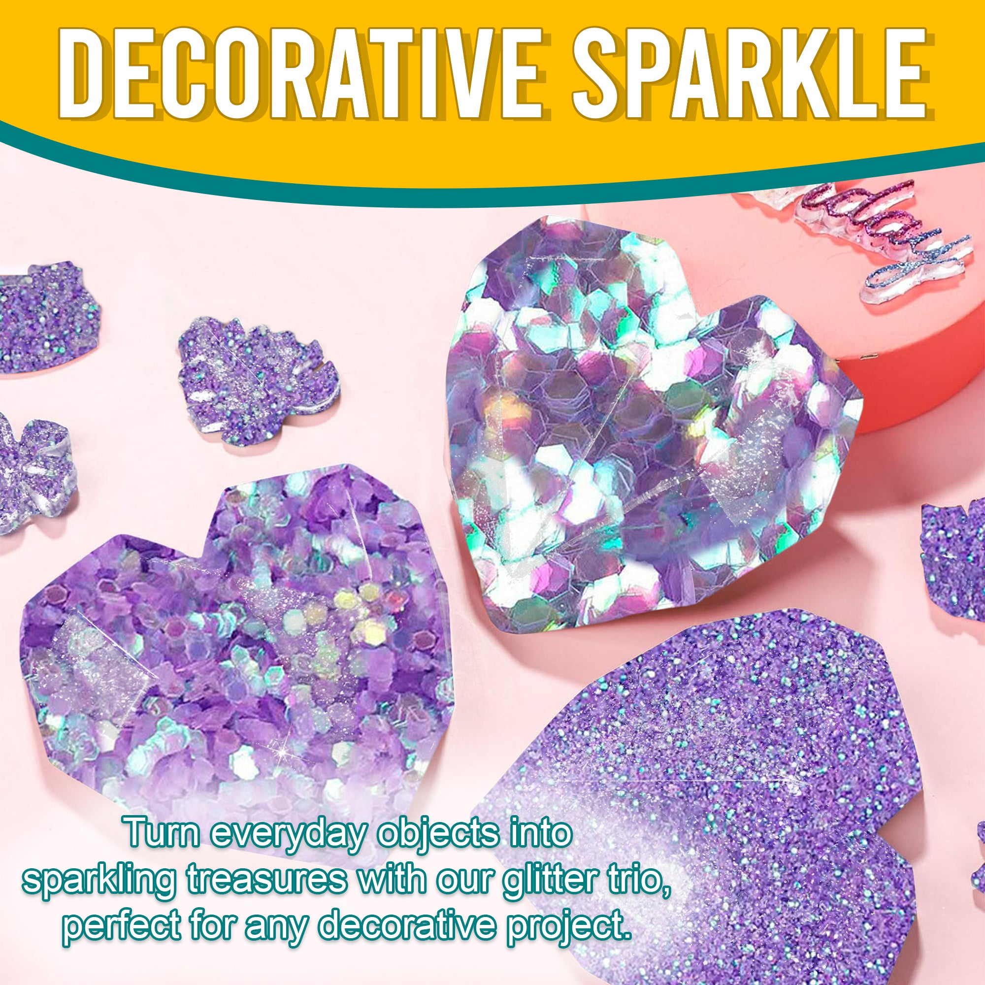 5.	Decorative Ideas - Transform Objects with Fine, Regular, and Chunky Iridescent Purple Glitters