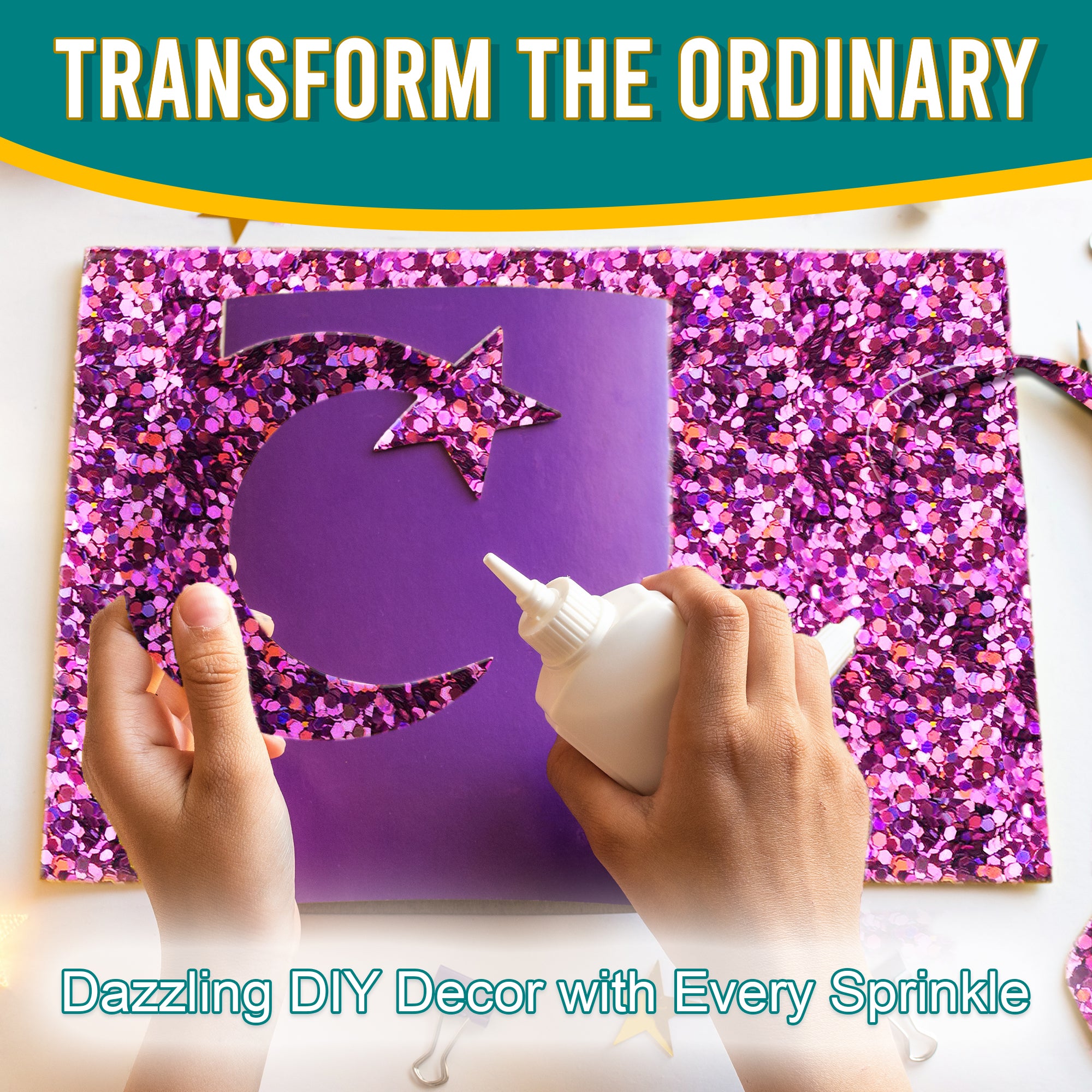 5.	Transform the Ordinary - Dazzling DIY Decor with Radiant Orchid Regular Holographic Glitter