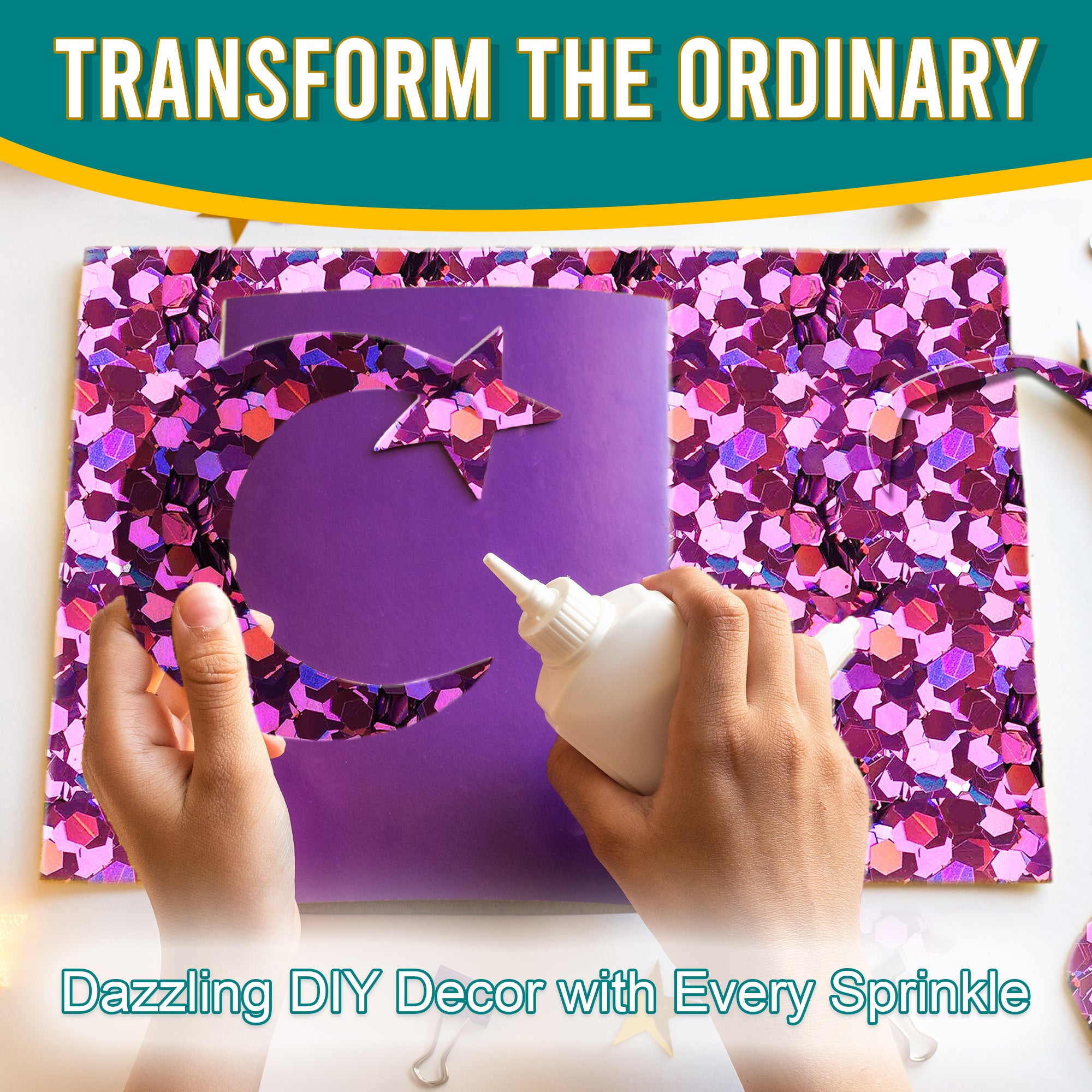 5.	Transform the Ordinary - Dazzling DIY Decor with Radiant Orchid Chunky Holographic Glitter