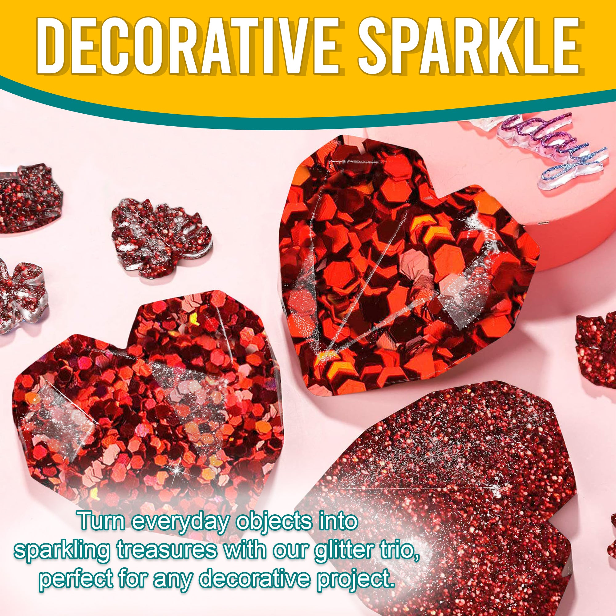 5.	Decorative Ideas - Transform Objects with Fine, Regular, and Chunky Red Holographic Glitters