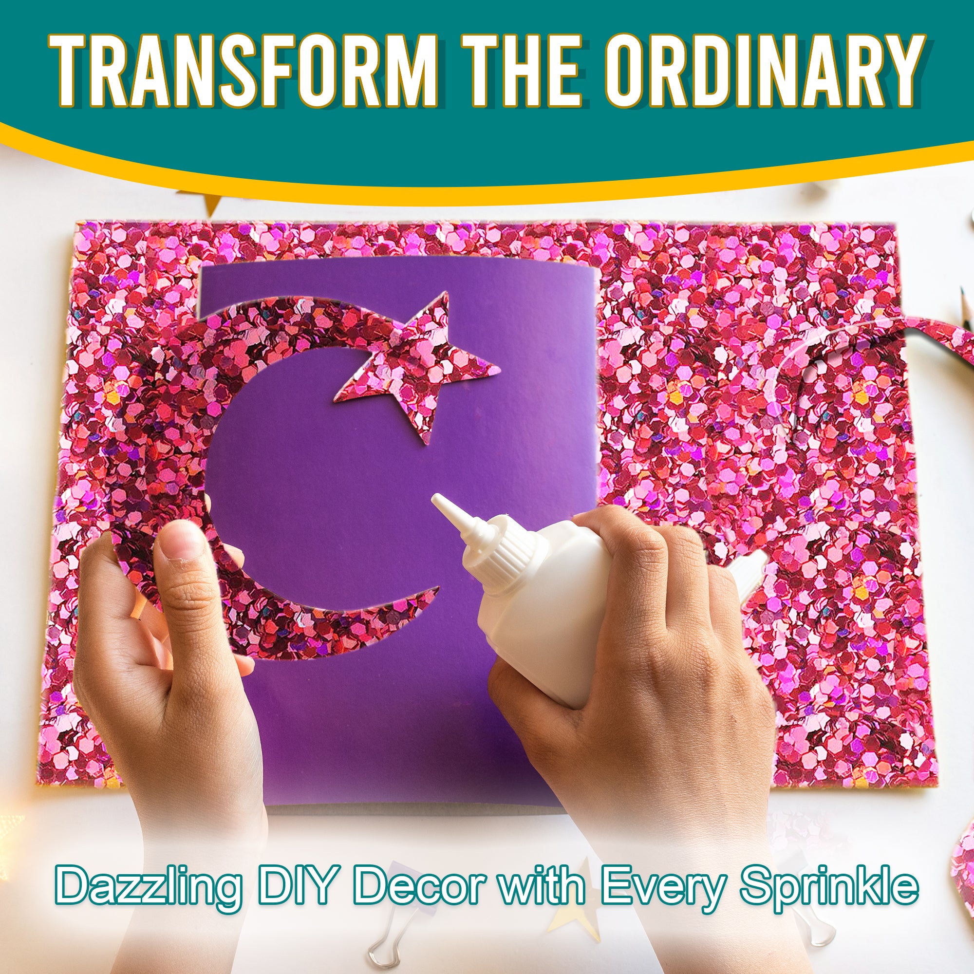 5.	Transform the Ordinary - Dazzling DIY Decor with Rouge Pink Regular Holographic Glitter