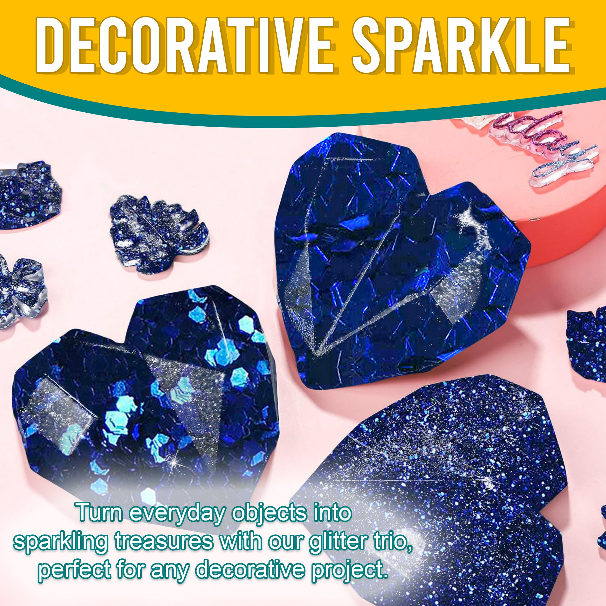 5.	Decorative Ideas with Metallic Royal Blue Glitter Trio - Transforming Objects into Sparkling Treasures