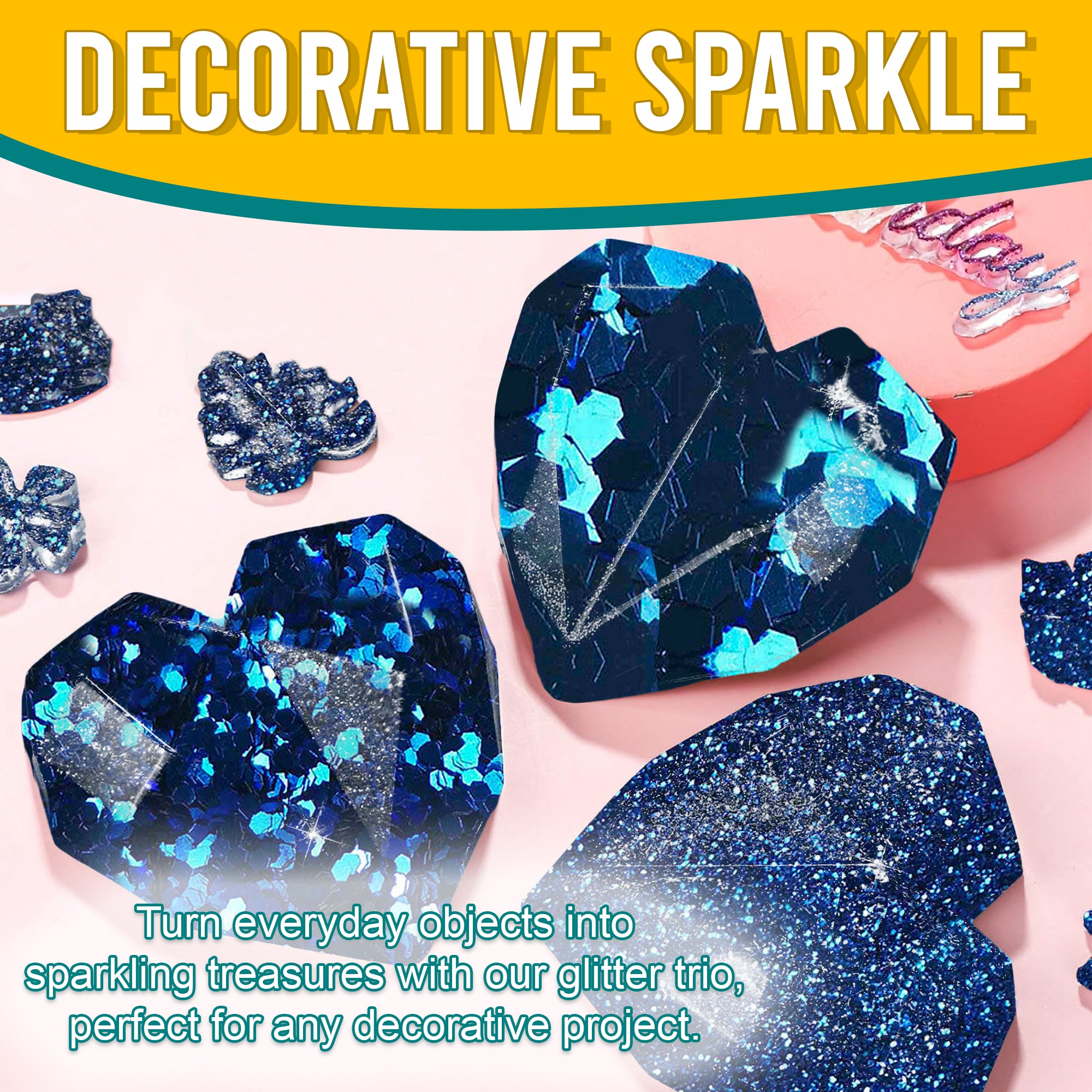 5.	Decorative Ideas with Metallic Sapphire Blue Glitter Trio - Transforming Objects into Sparkling Treasures