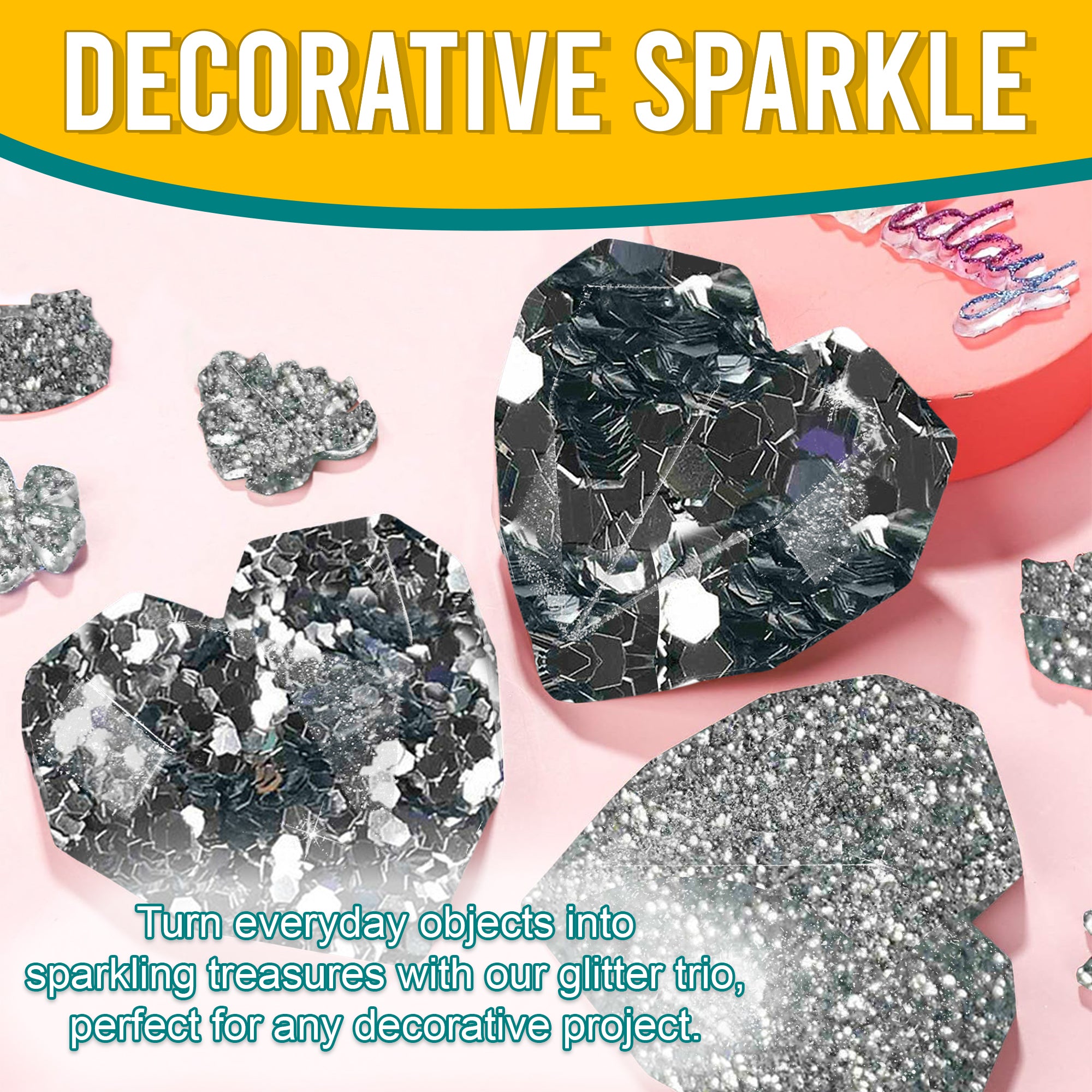 5.	Decorative Ideas with Metallic Silver Glitter Trio - Transforming Objects into Sparkling Treasures