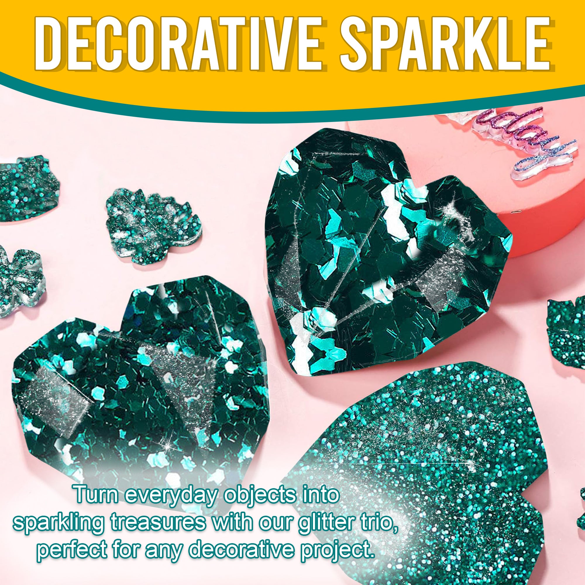 5.	Decorative Ideas with Metallic Teal Glitter Trio - Transforming Objects into Sparkling Treasures