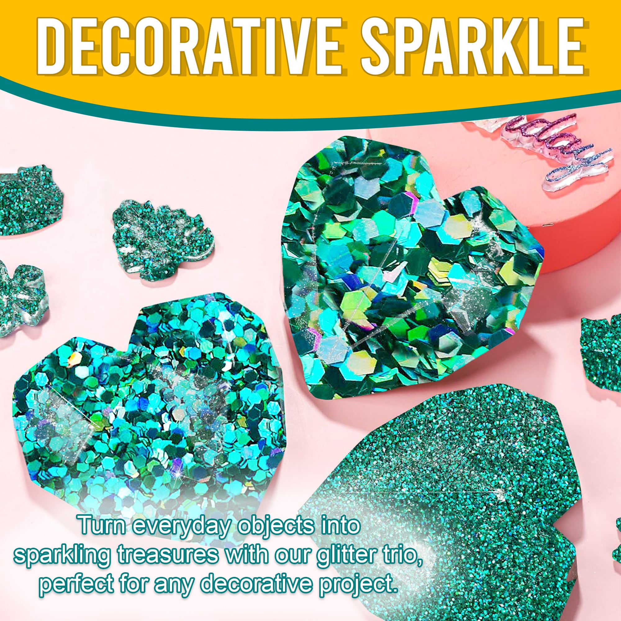 5.	Decorative Ideas - Transform Objects with Fine, Regular, and Chunky Turquoise Holographic Glitters