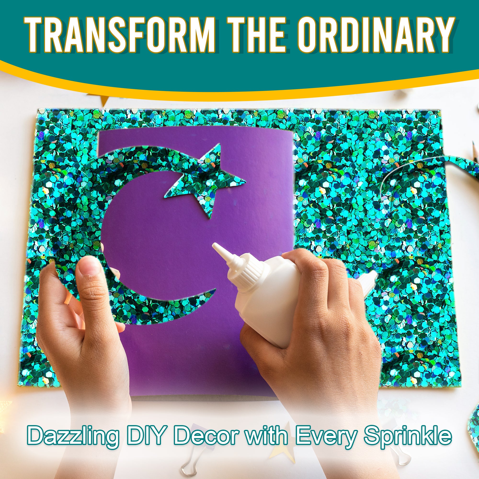 5.	Transform the Ordinary - Dazzling DIY Decor with Turquoise Regular Holographic Glitter