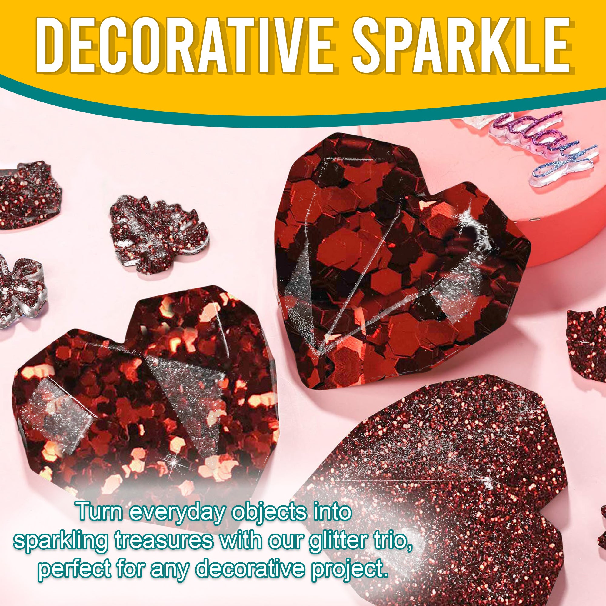 5.	Decorative Ideas with Metallic Vermillion Red Glitter Trio - Transforming Objects into Sparkling Treasures