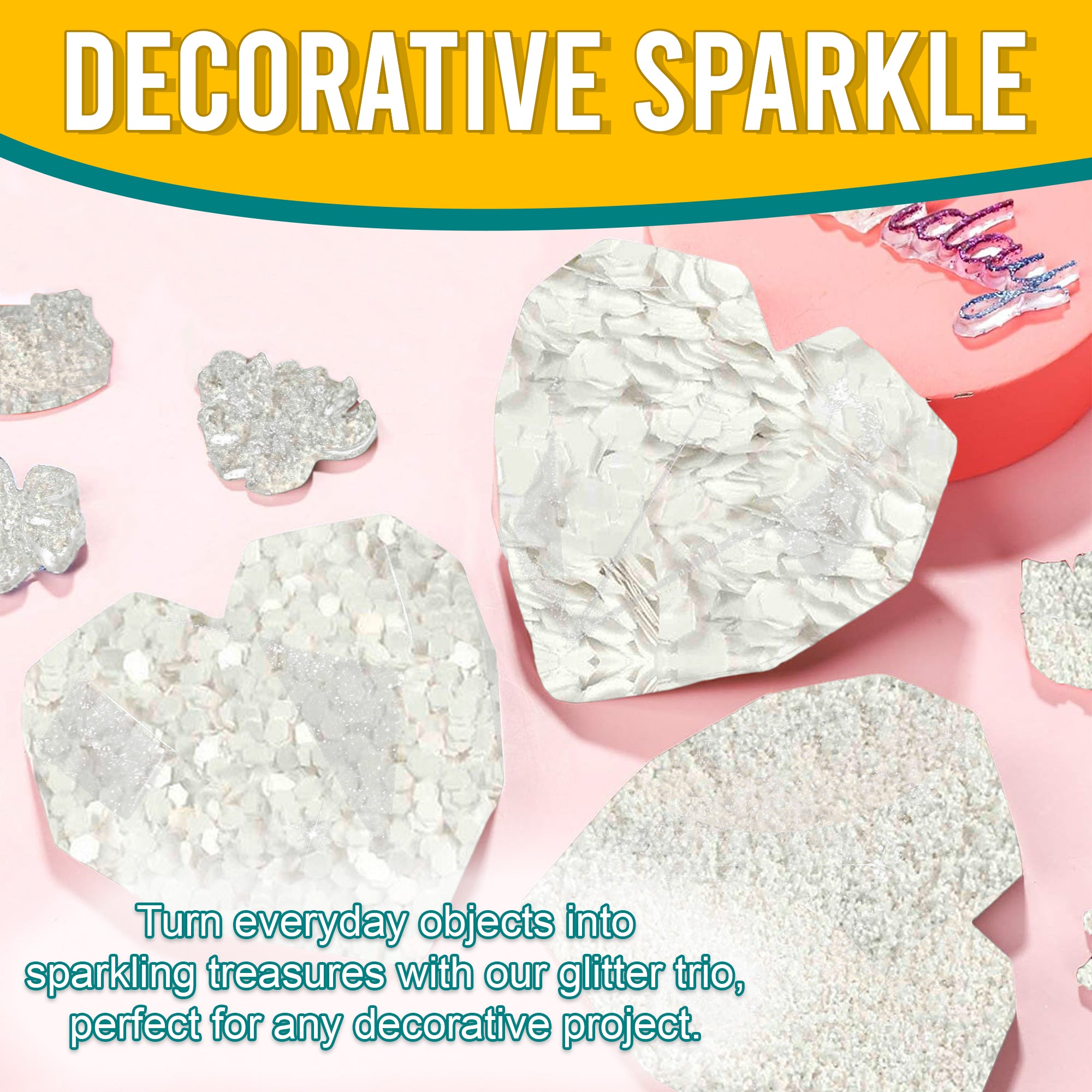 5.	Decorative Ideas with Metallic White Pearl Glitter Trio - Transforming Objects into Sparkling Treasures