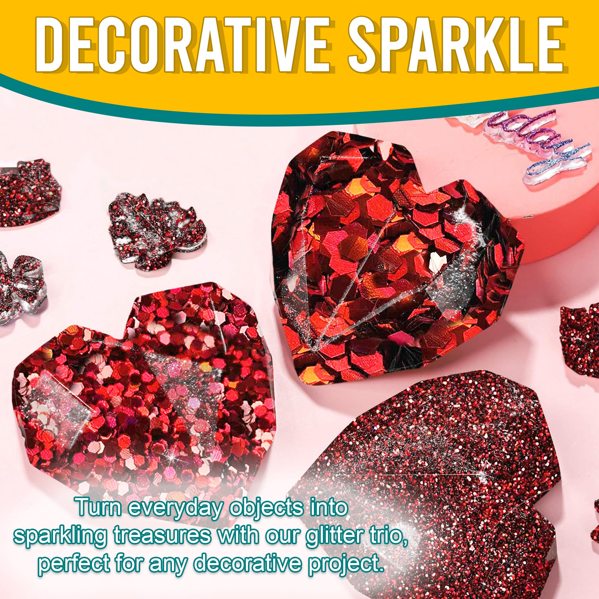 5.	Decorative Ideas - Transform Objects with Fine, Regular, and Chunky Wine Red Holographic Glitters