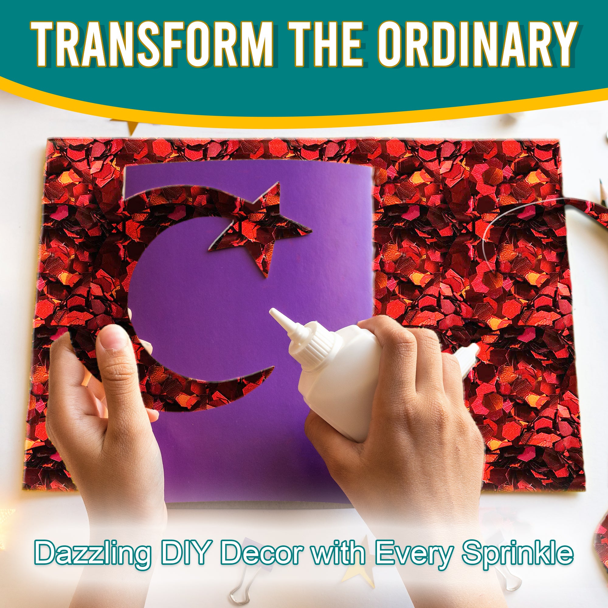 5.	Transform the Ordinary - Dazzling DIY Decor with Wine Red Chunky Holographic Glitter