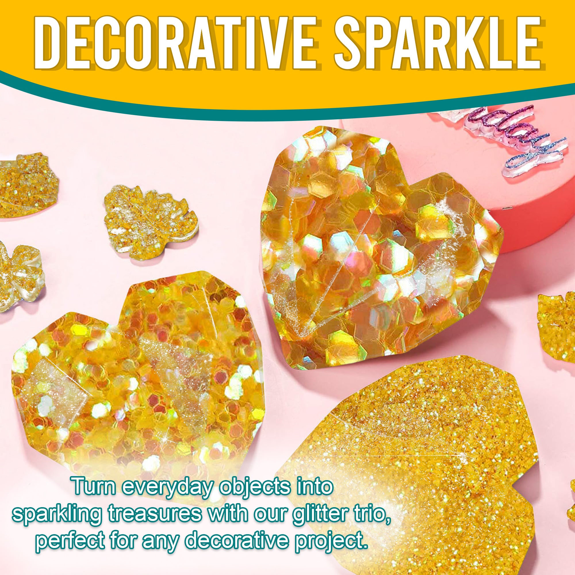 5.	Decorative Ideas - Transform Objects with Fine, Regular, and Chunky Iridescent Yellow Glitters