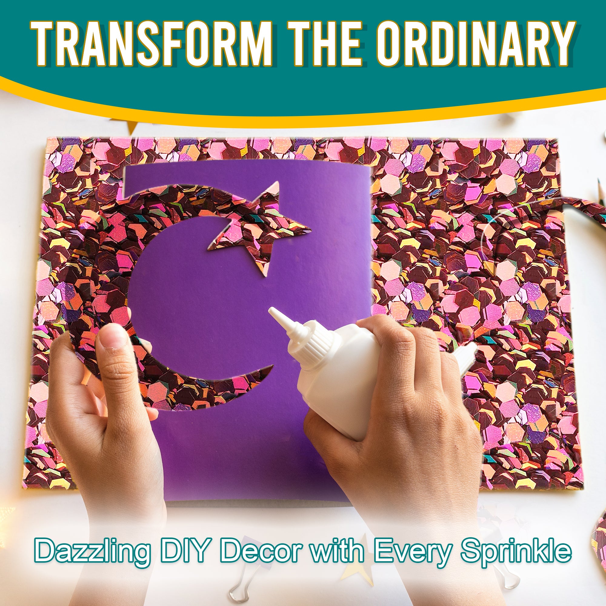 5.	Transform the Ordinary - Dazzling DIY Decor with Zephry Pink Chunky Holographic Glitter