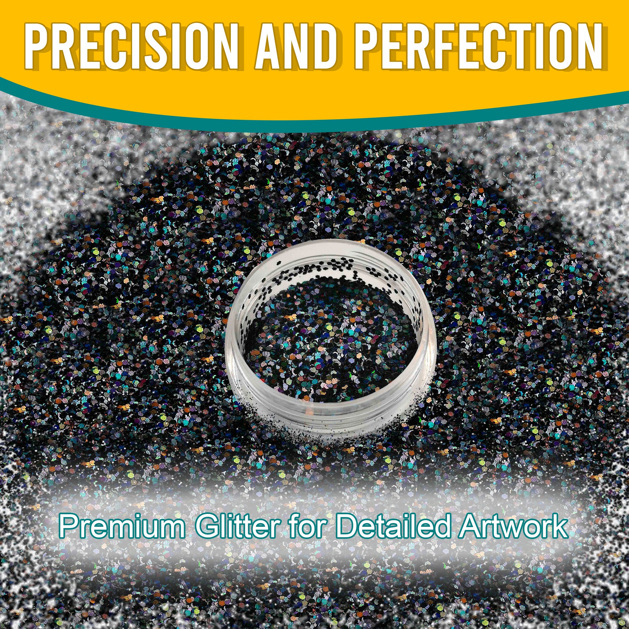 6.	Precision and Perfection - Premium Black Regular Holographic Glitter for Detailed Artwork