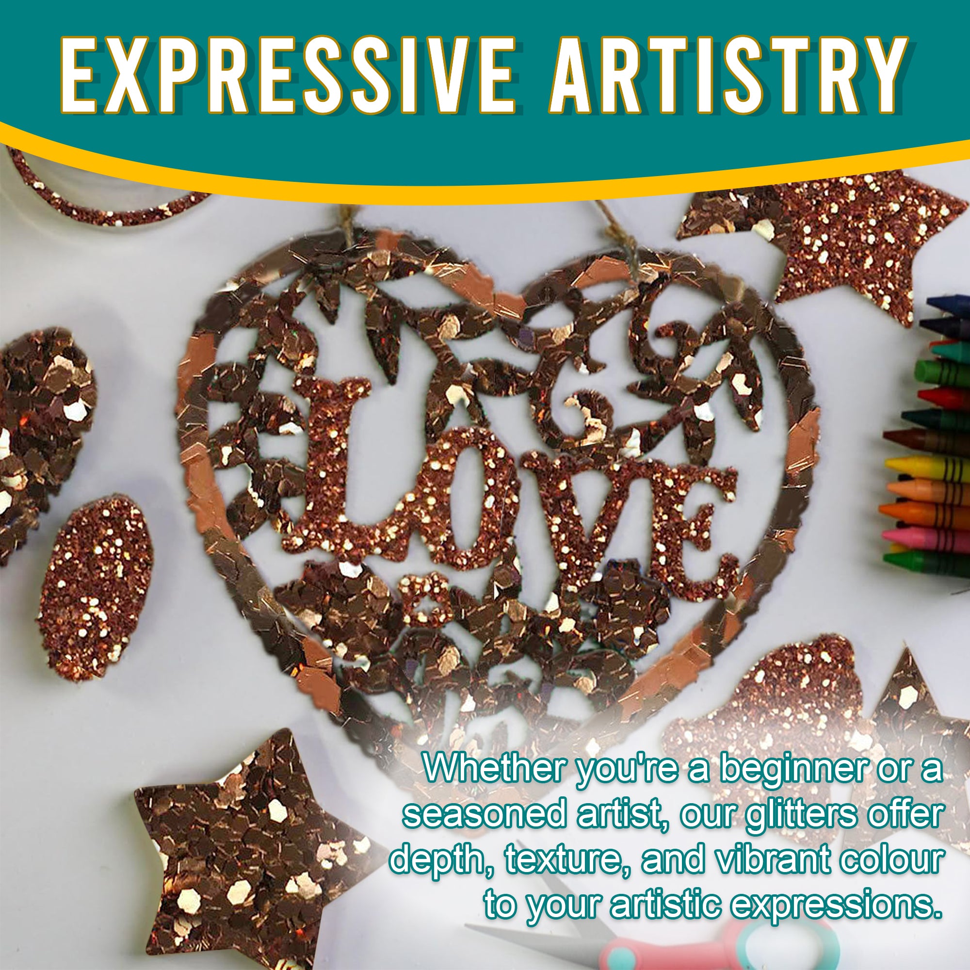 6.	Artistic Expressions Using Metallic Brushed Copper Glitter Trio - Adding Depth, Texture, and Vibrance