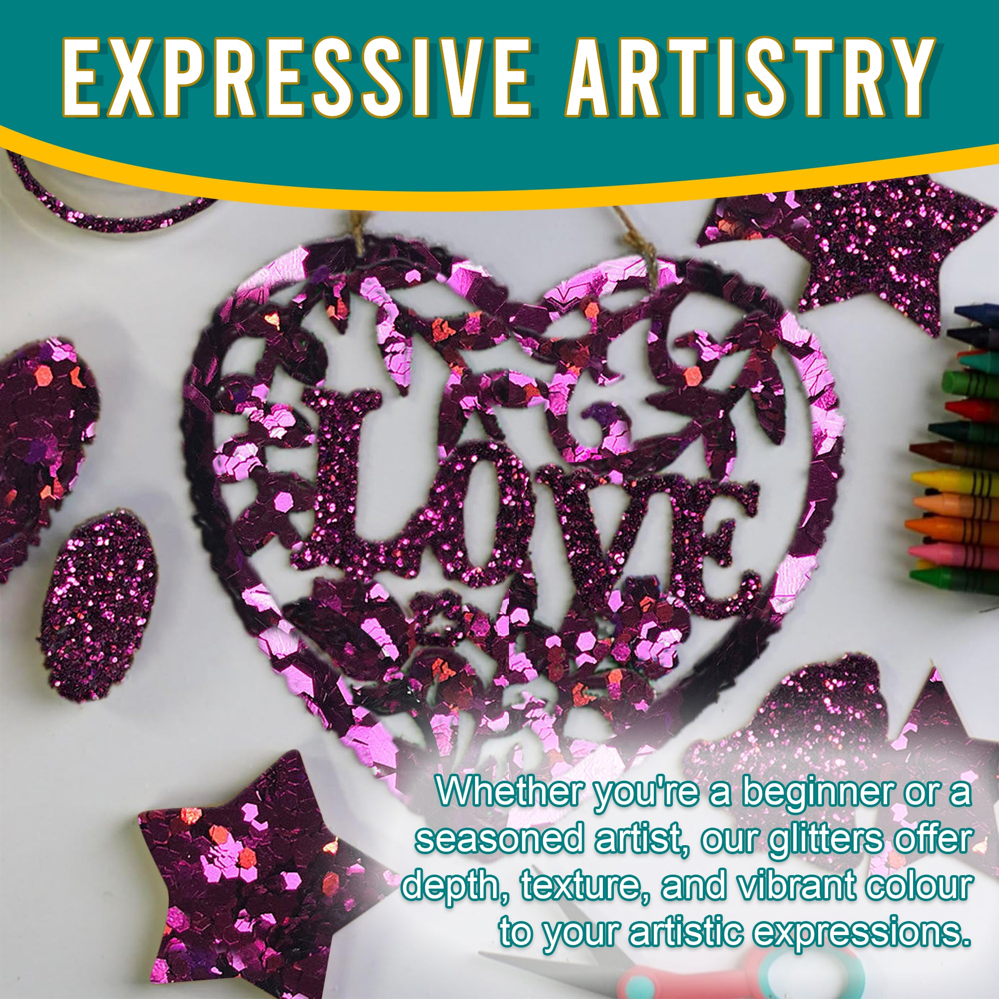 6.	Artistic Expressions Using Metallic Byzantium Pink Glitter Trio - Adding Depth, Texture, and Vibrance