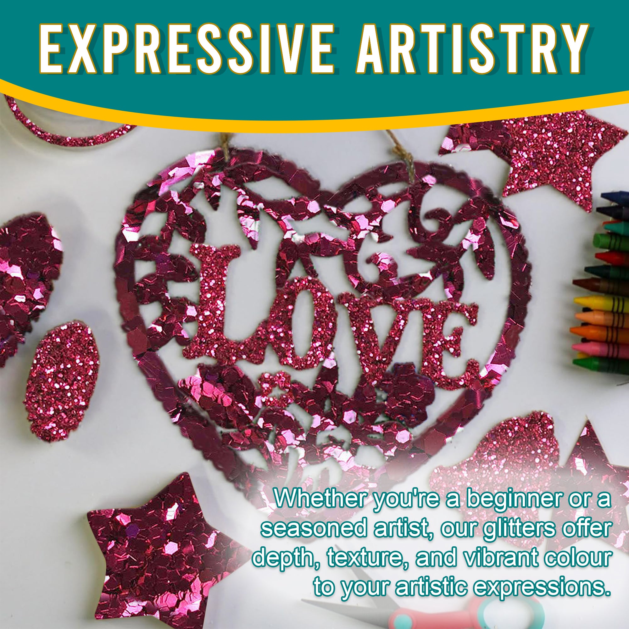 6.	Artistic Expressions Using Metallic Cerise Pink Glitter Trio - Adding Depth, Texture, and Vibrance