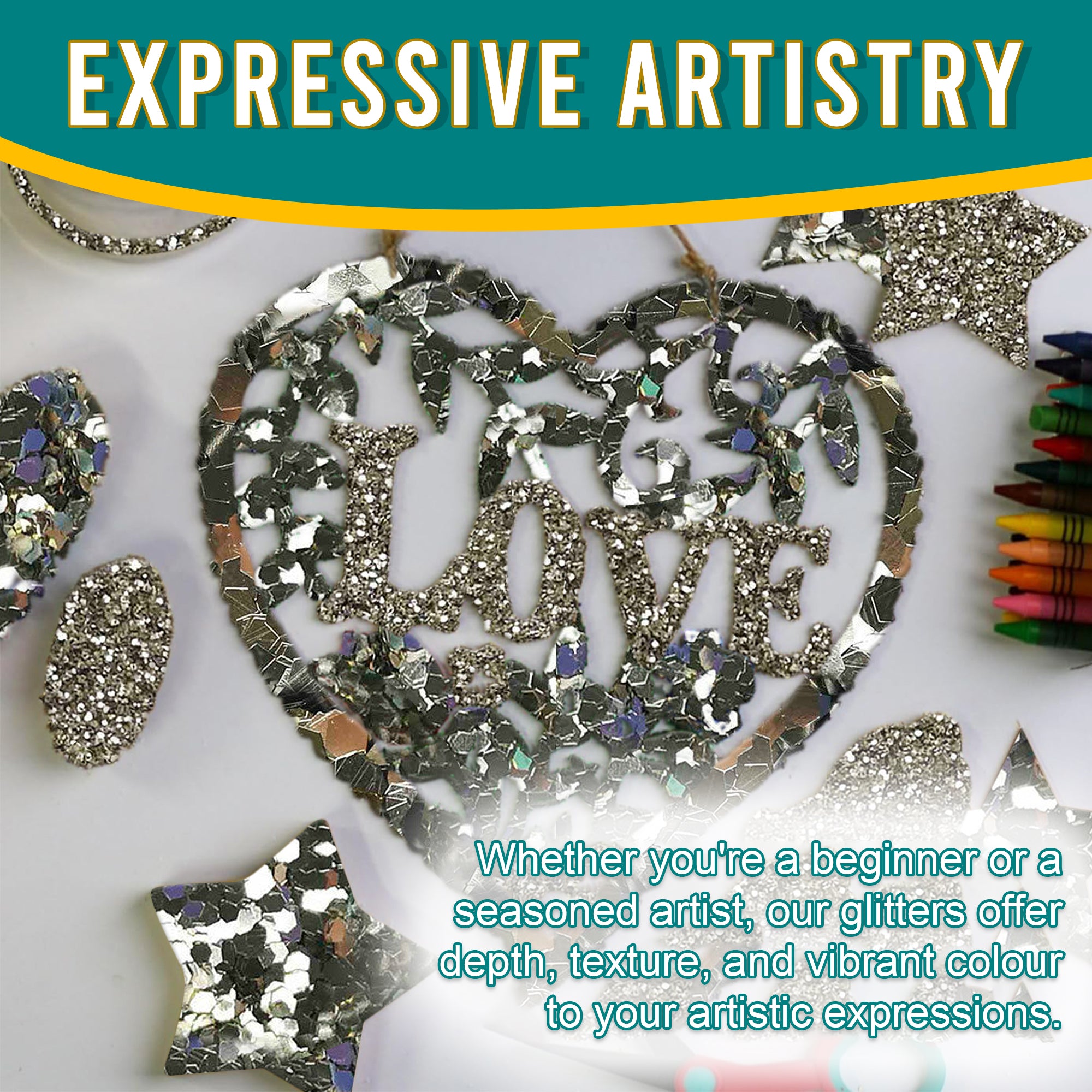 6.	Artistic Expressions Using Metallic Champagne Silver Glitter Trio - Adding Depth, Texture, and Vibrance