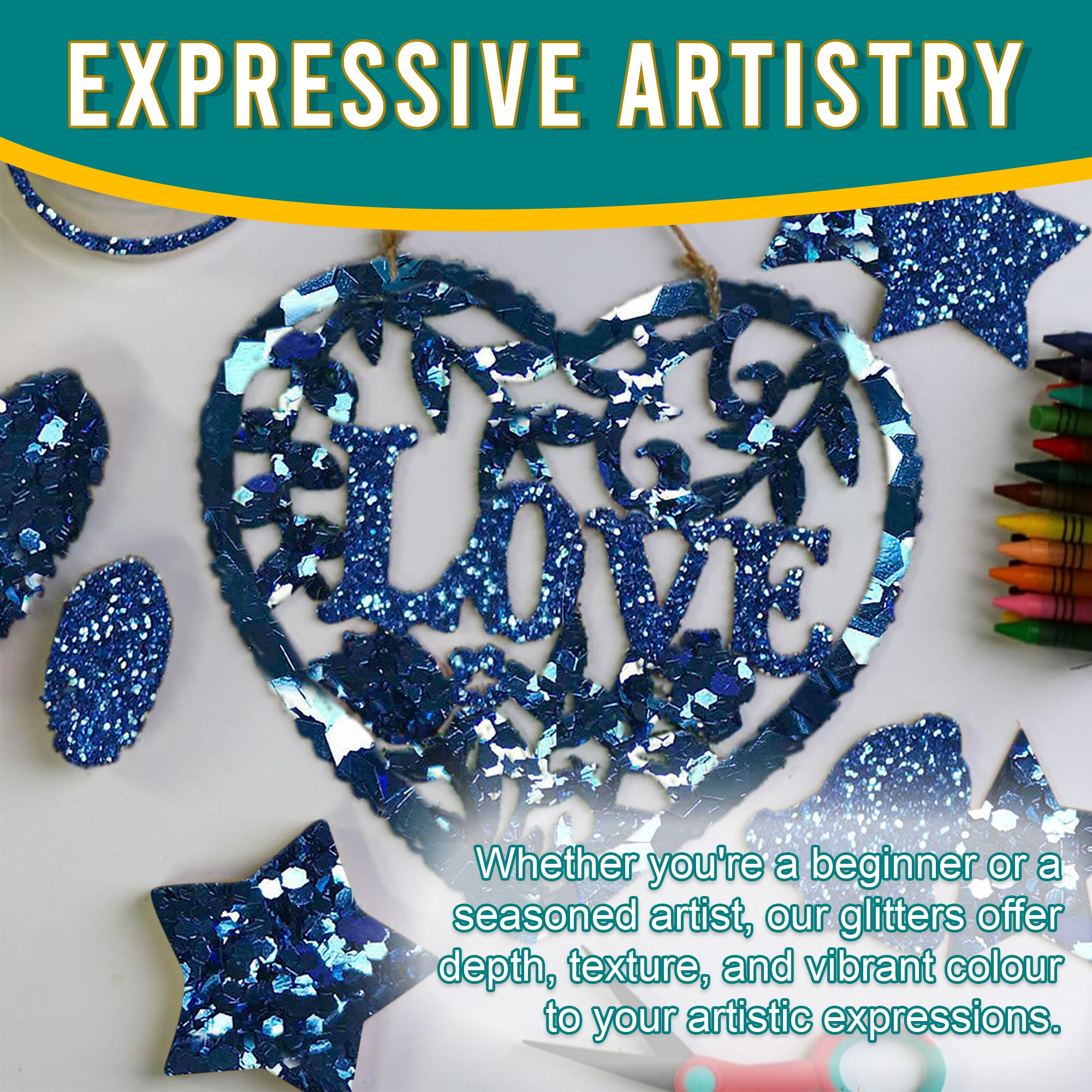 6.	Artistic Expressions Using Metallic Cornflower Blue Glitter Trio - Adding Depth, Texture, and Vibrance