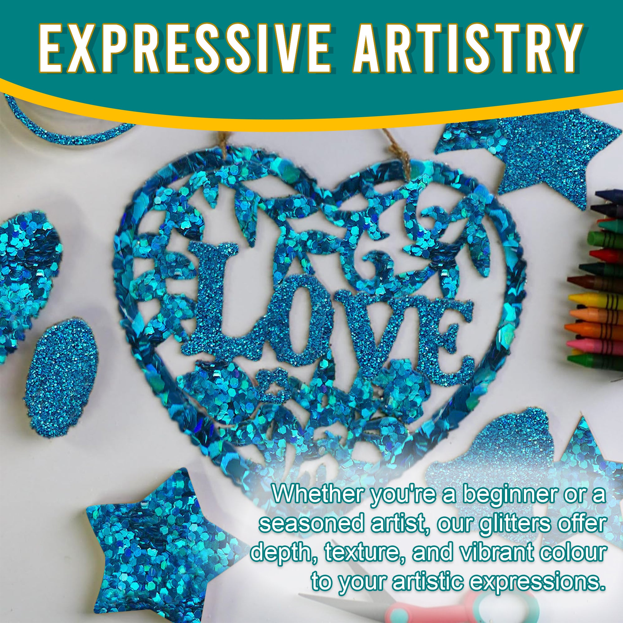 6.	Artistic Expressions - Crayola Curelean Glitter Trio for Adding Depth and Texture to Art Pieces