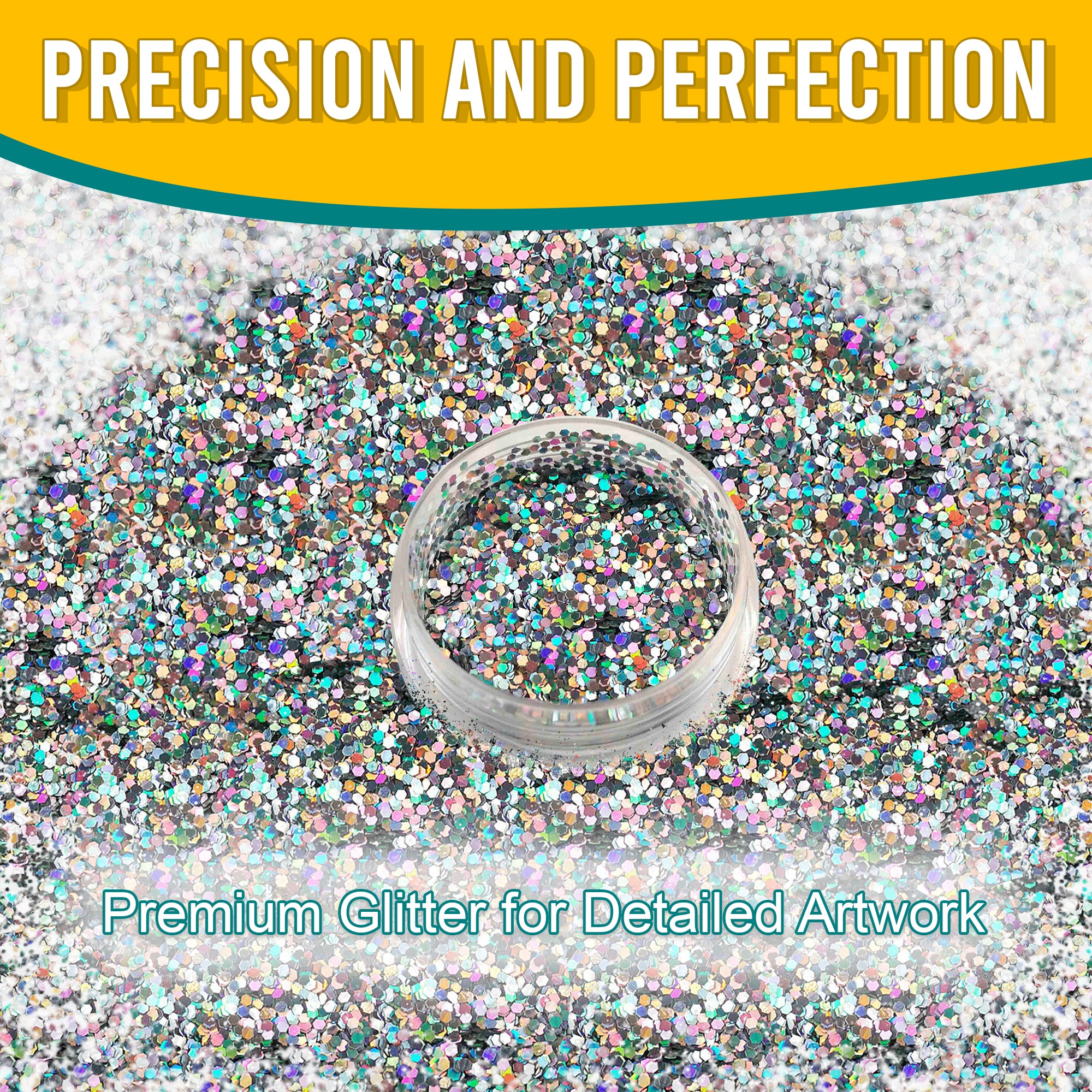 6.	Precision and Perfection - Premium Diamon Silver Regular Holographic Glitter for Detailed Artwork