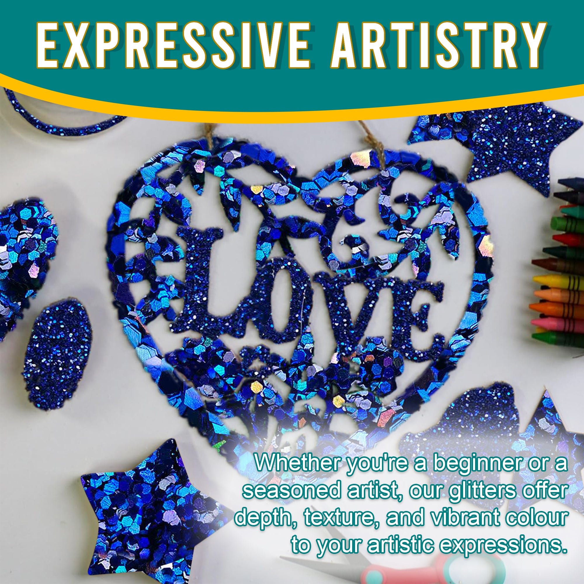 6.	Artistic Expressions - Egyptian Blue Glitter Trio for Adding Depth and Texture to Art Pieces