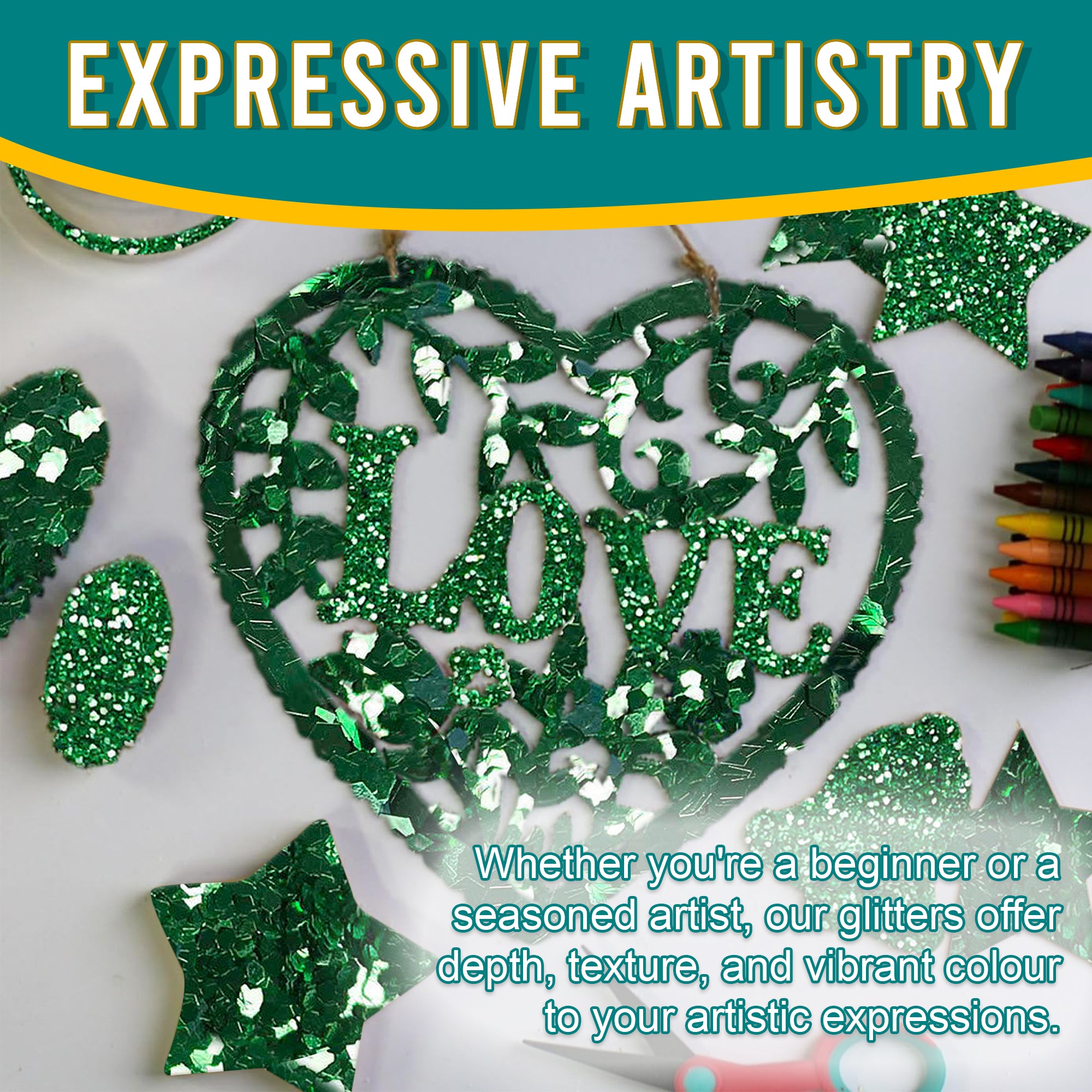 6.	Artistic Expressions Using Metallic Fern Green Glitter Trio - Adding Depth, Texture, and Vibrance