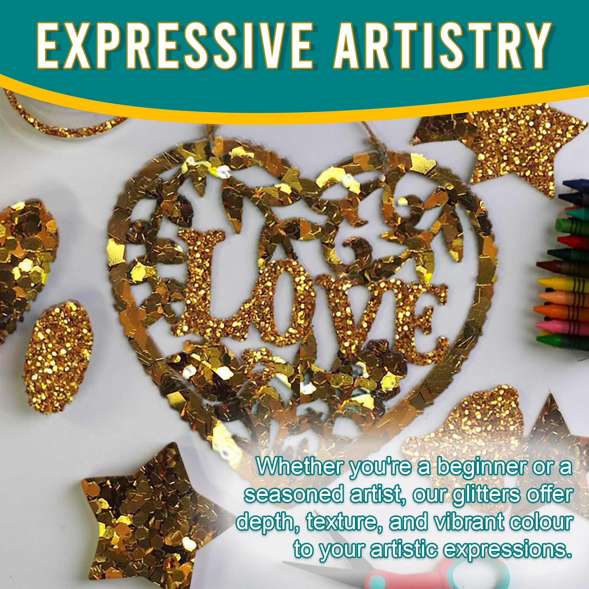 6.	Artistic Expressions Using Metallic Gold Glitter Trio - Adding Depth, Texture, and Vibrance