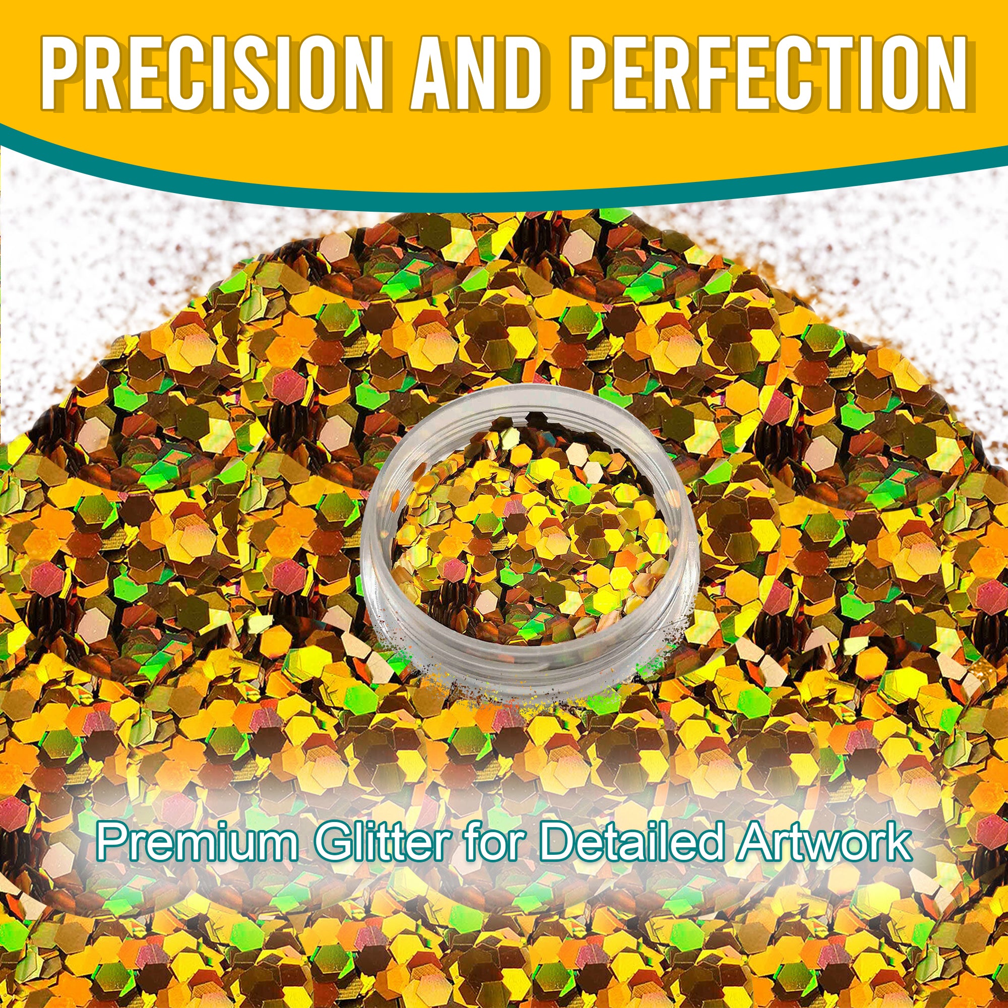 6.	Precision and Perfection - Premium Gold Chunky Holographic Glitter for Detailed Artwork