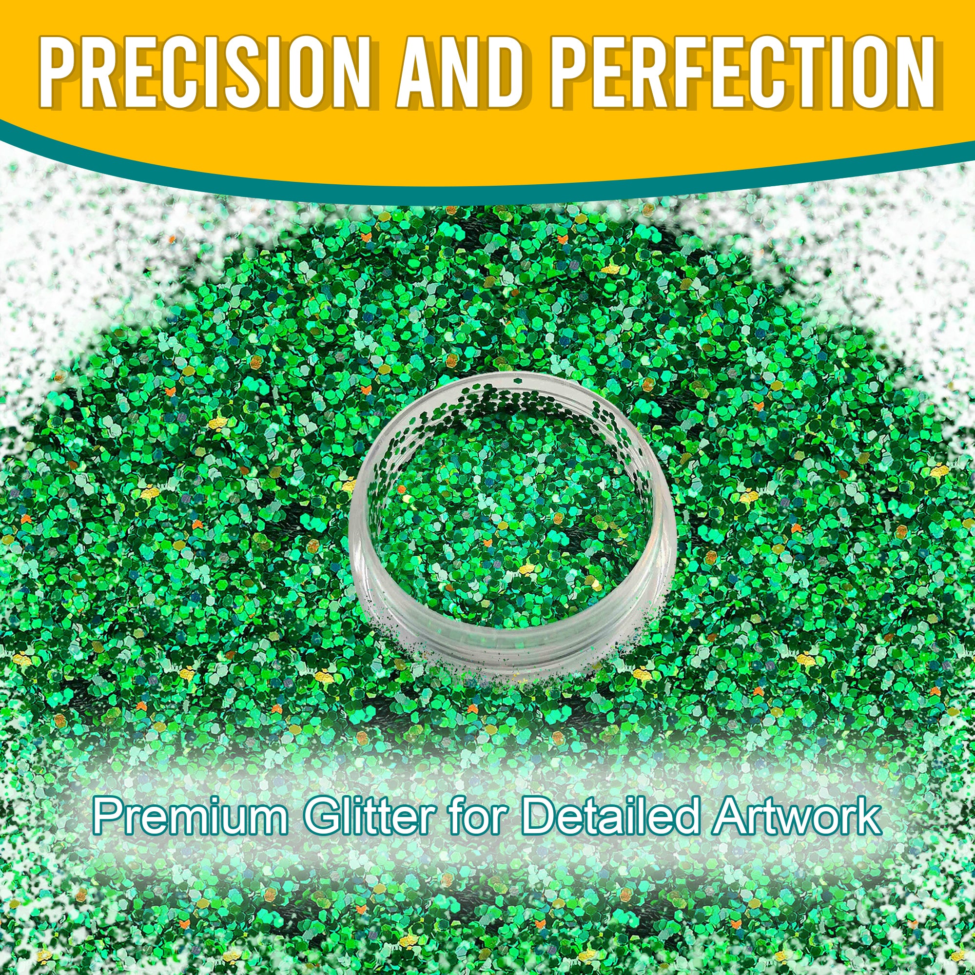 6.	Precision and Perfection - Premium Green Regular Holographic Glitter for Detailed Artwork