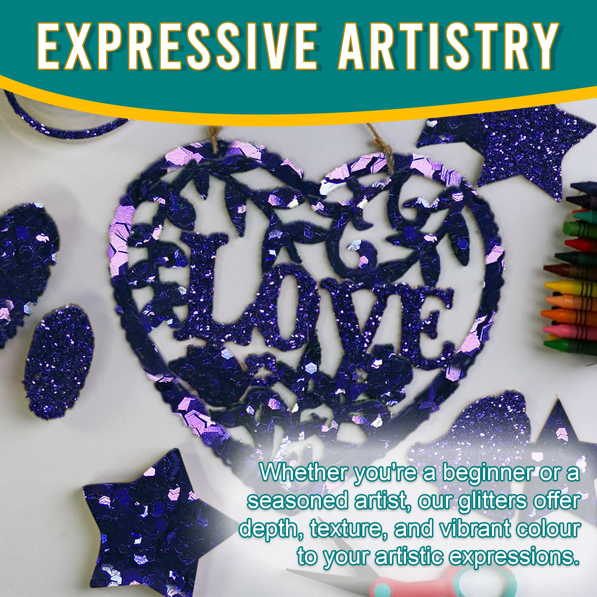 6.	Artistic Expressions Using Metallic Indigo Purple Glitter Trio - Adding Depth, Texture, and Vibrance