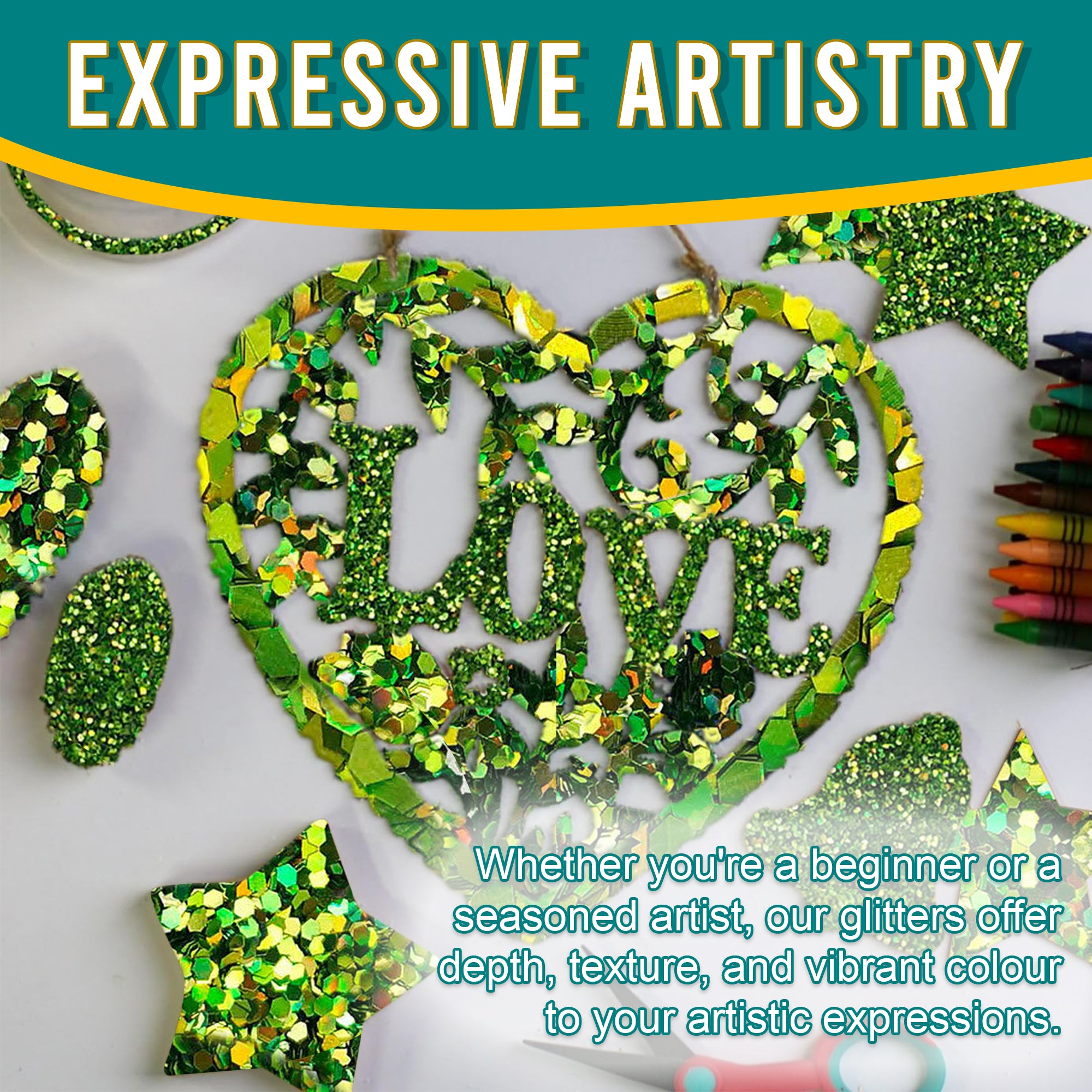 6.	Artistic Expressions - Light Olive Glitter Trio for Adding Depth and Texture to Art Pieces