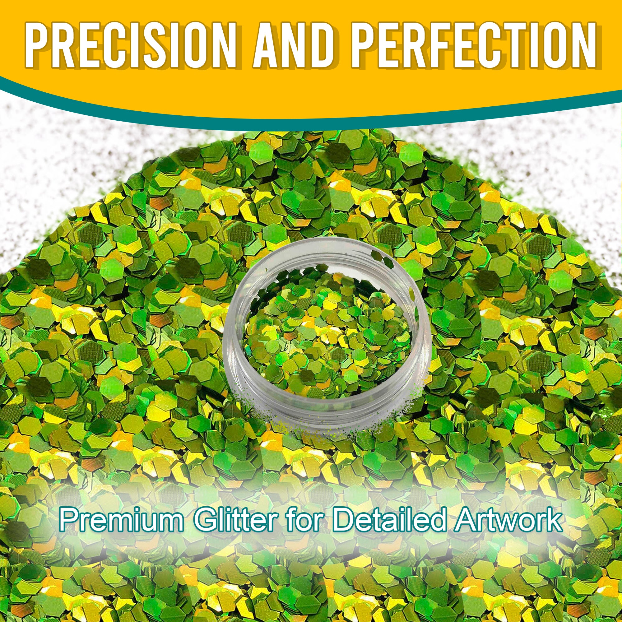 6.	Precision and Perfection - Premium Light Olive Chunky Holographic Glitter for Detailed Artwork