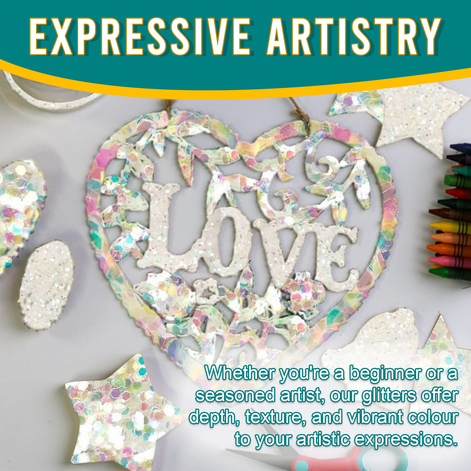 6.	Artistic Expressions - Iridescent Multi Glitter Trio for Adding Depth and Texture to Art Pieces