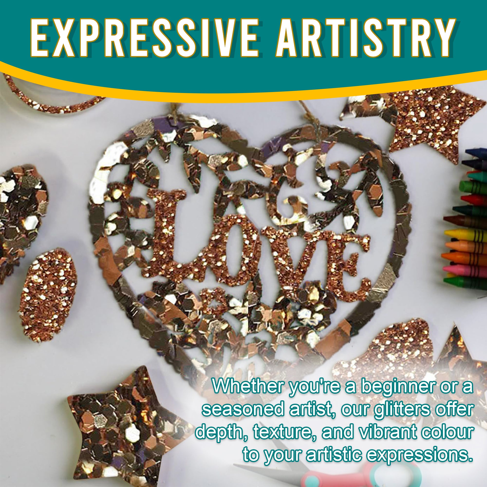 6.	Artistic Expressions Using Metallic Old Gold Glitter Trio - Adding Depth, Texture, and Vibrance