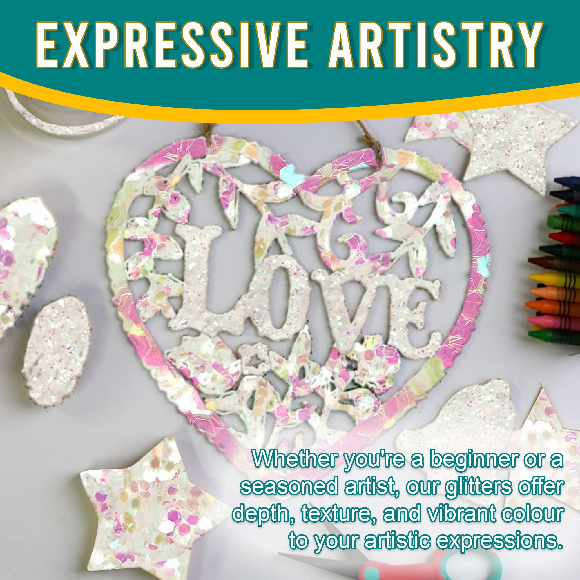 6.	Artistic Expressions - Iridescent Pink Multi Glitter Trio for Adding Depth and Texture to Art Pieces