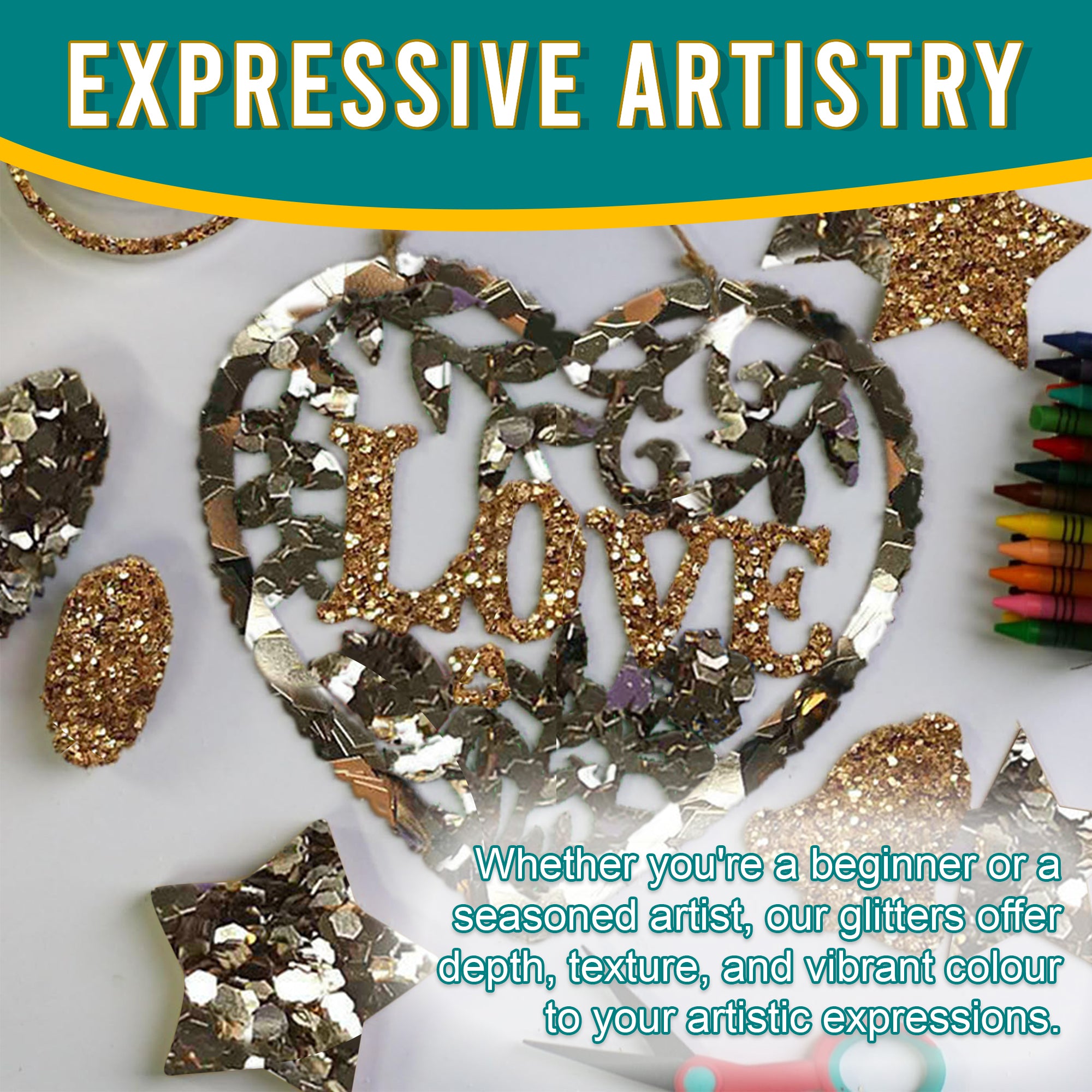 6.	Artistic Expressions Using Metallic Platinum Gold Glitter Trio - Adding Depth, Texture, and Vibrance