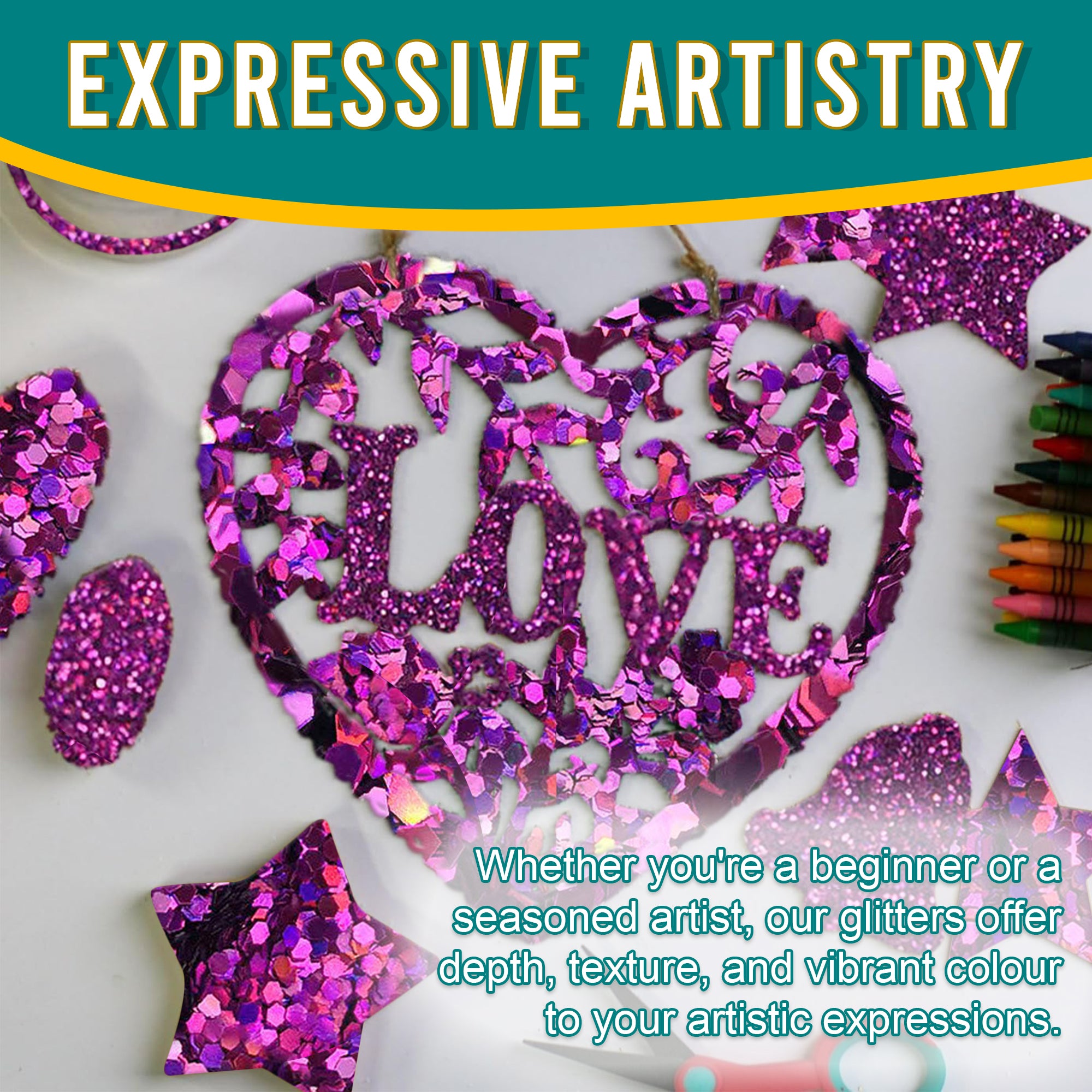 6.	Artistic Expressions - Purple Glitter Trio for Adding Depth and Texture to Art Pieces