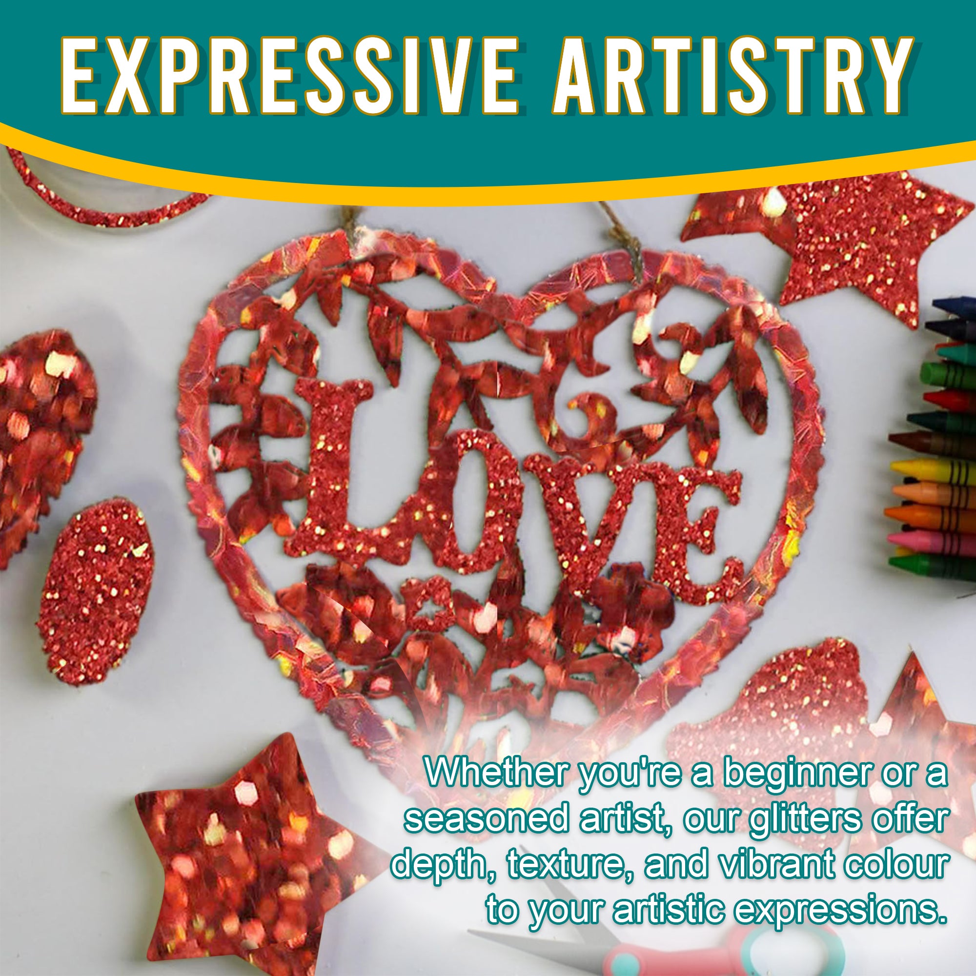 6.	Artistic Expressions - Iridescent Red Gold Glitter Trio for Adding Depth and Texture to Art Pieces