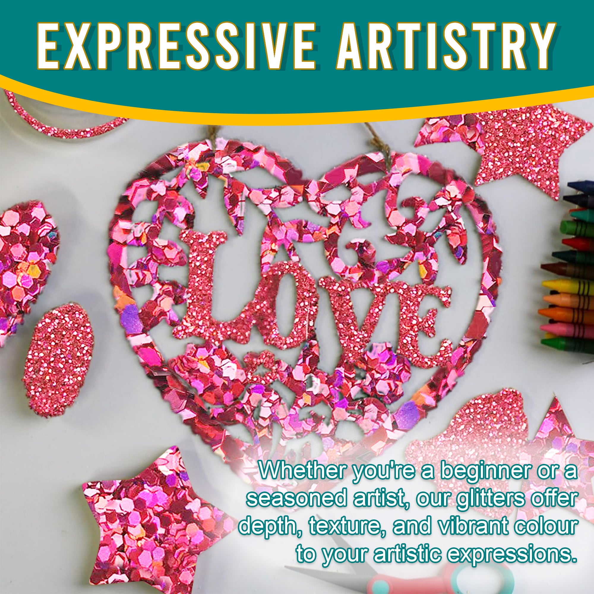 6.	Artistic Expressions - Rouge Pink Glitter Trio for Adding Depth and Texture to Art Pieces