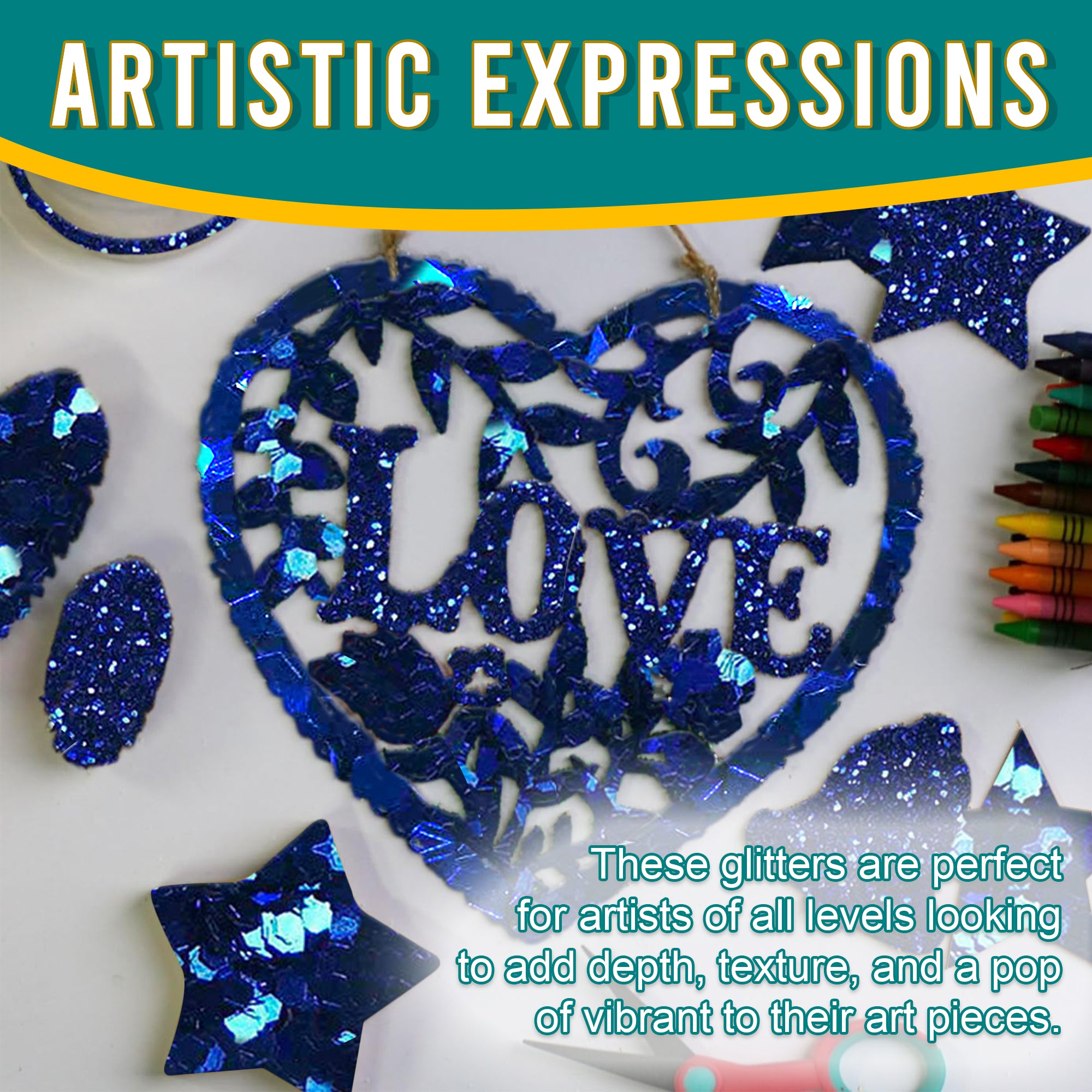 6.	Artistic Expressions Using Metallic Royal Blue Glitter Trio - Adding Depth, Texture, and Vibrance