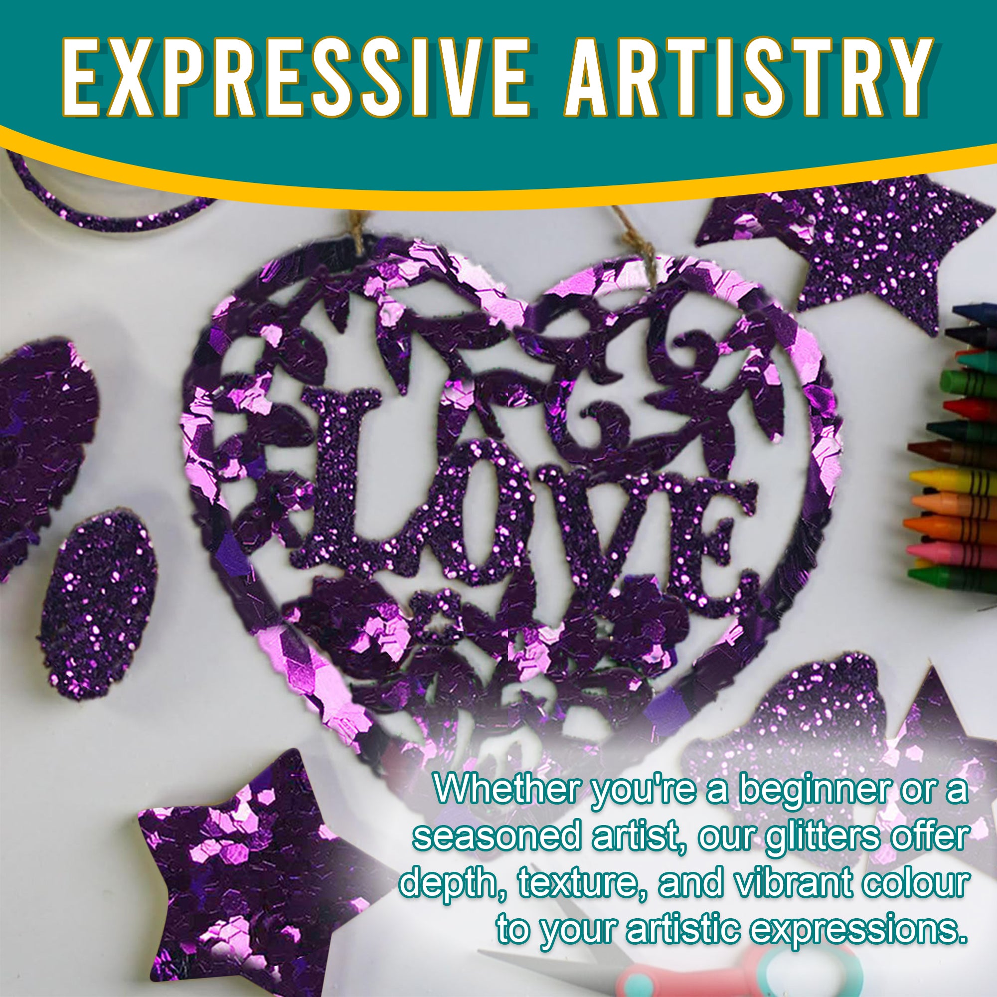 6.	Artistic Expressions Using Metallic Royal Purple Glitter Trio - Adding Depth, Texture, and Vibrance