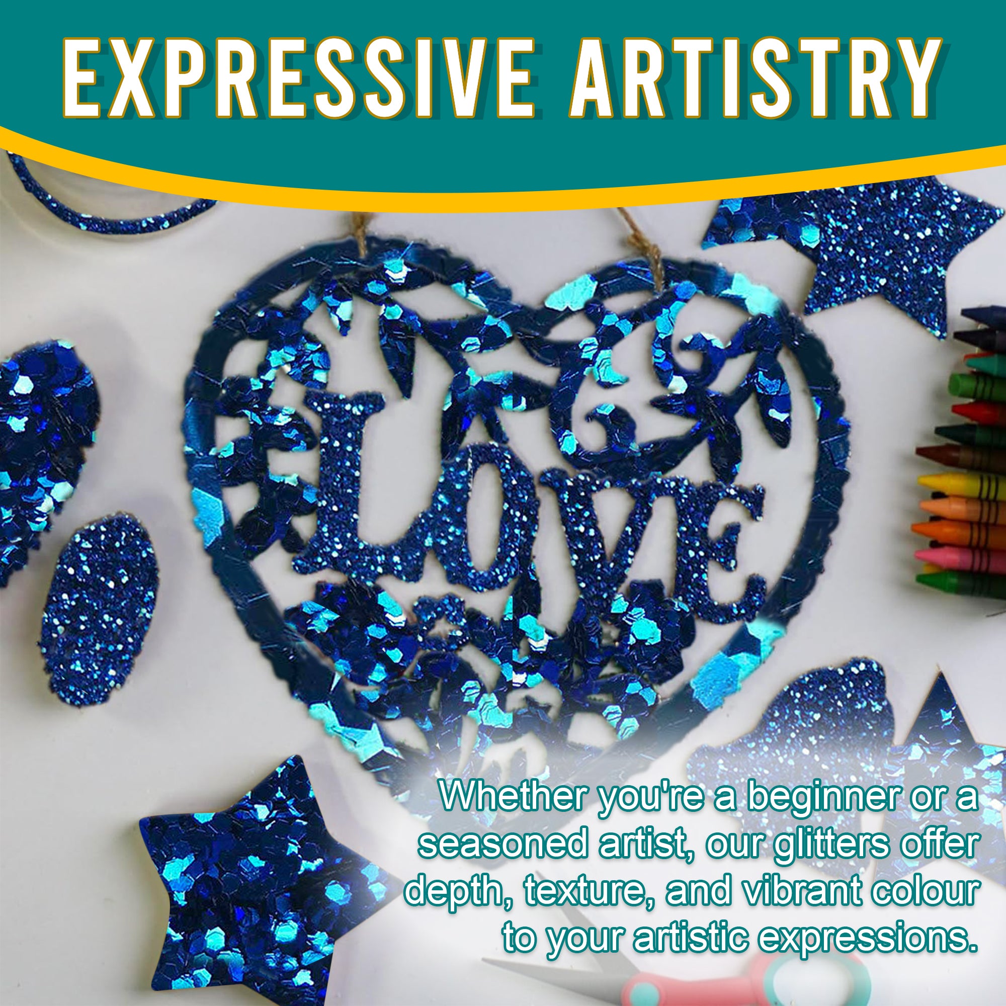 6.	Artistic Expressions Using Metallic Sapphire Blue Glitter Trio - Adding Depth, Texture, and Vibrance